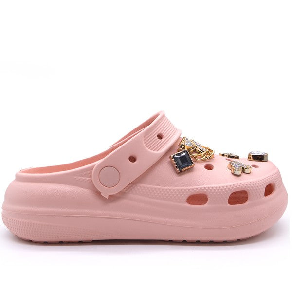 Pink Embellished Foam Clogs