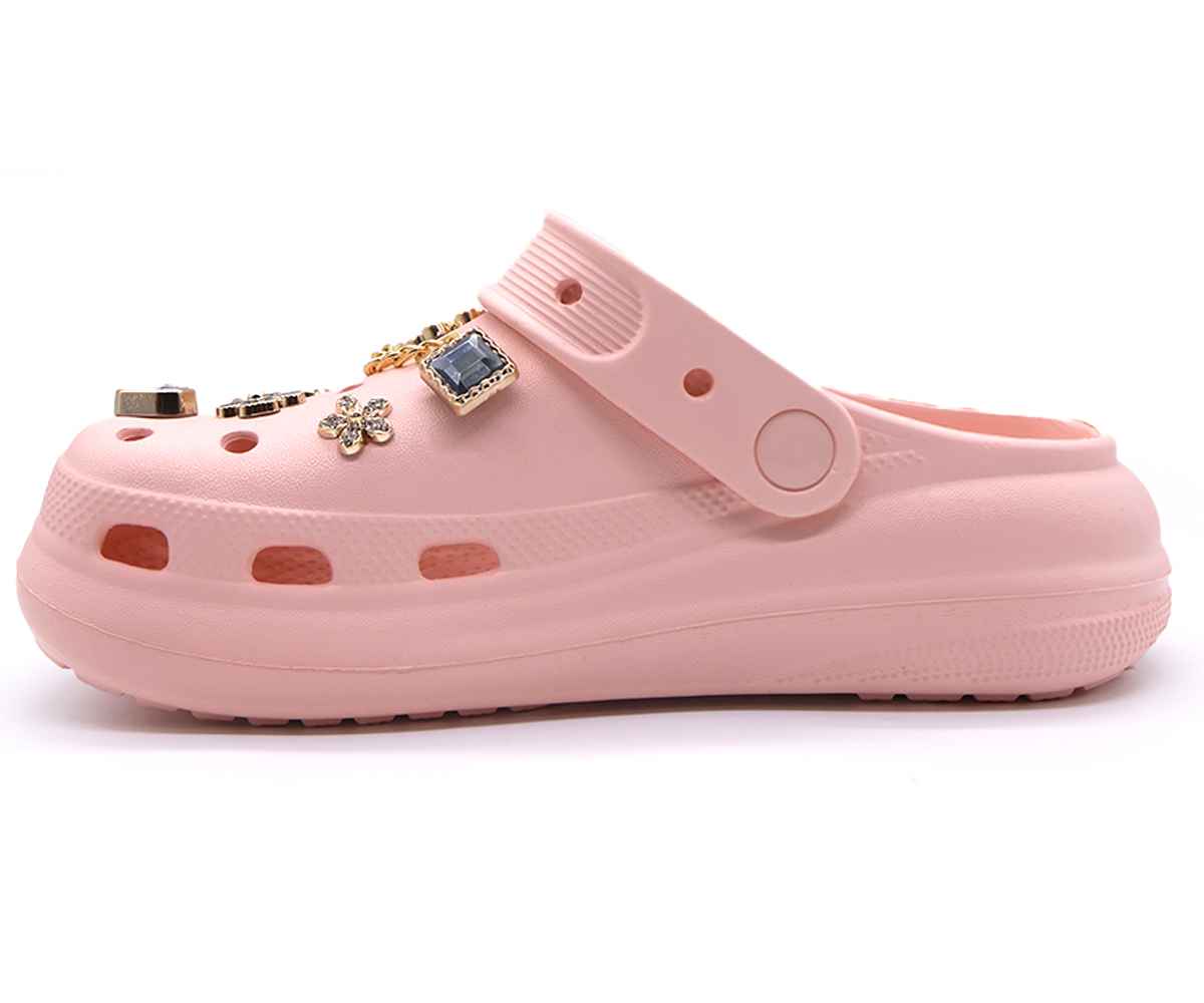 Pink Embellished Foam Clogs