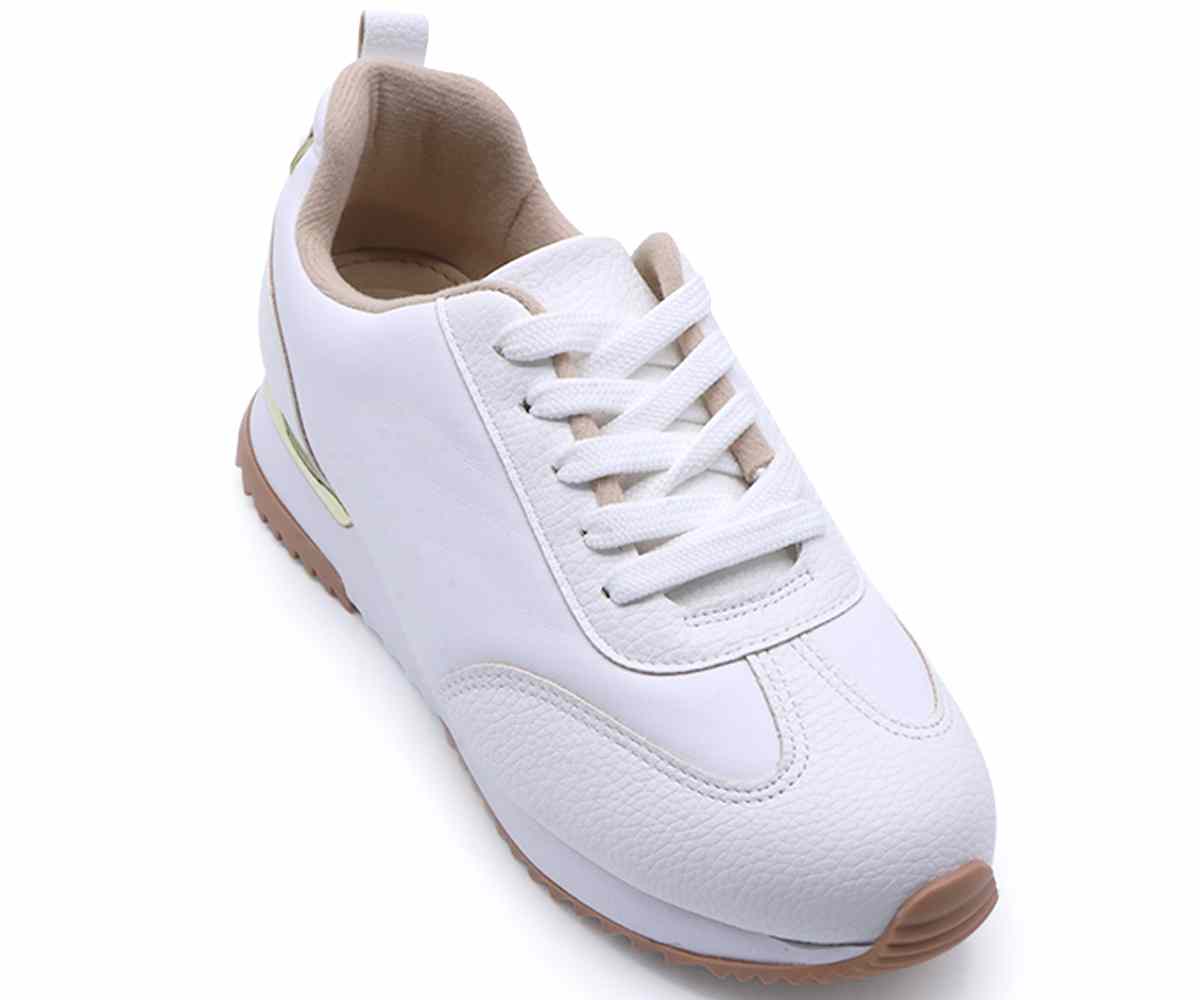 Br White & Gold Retro Trainers