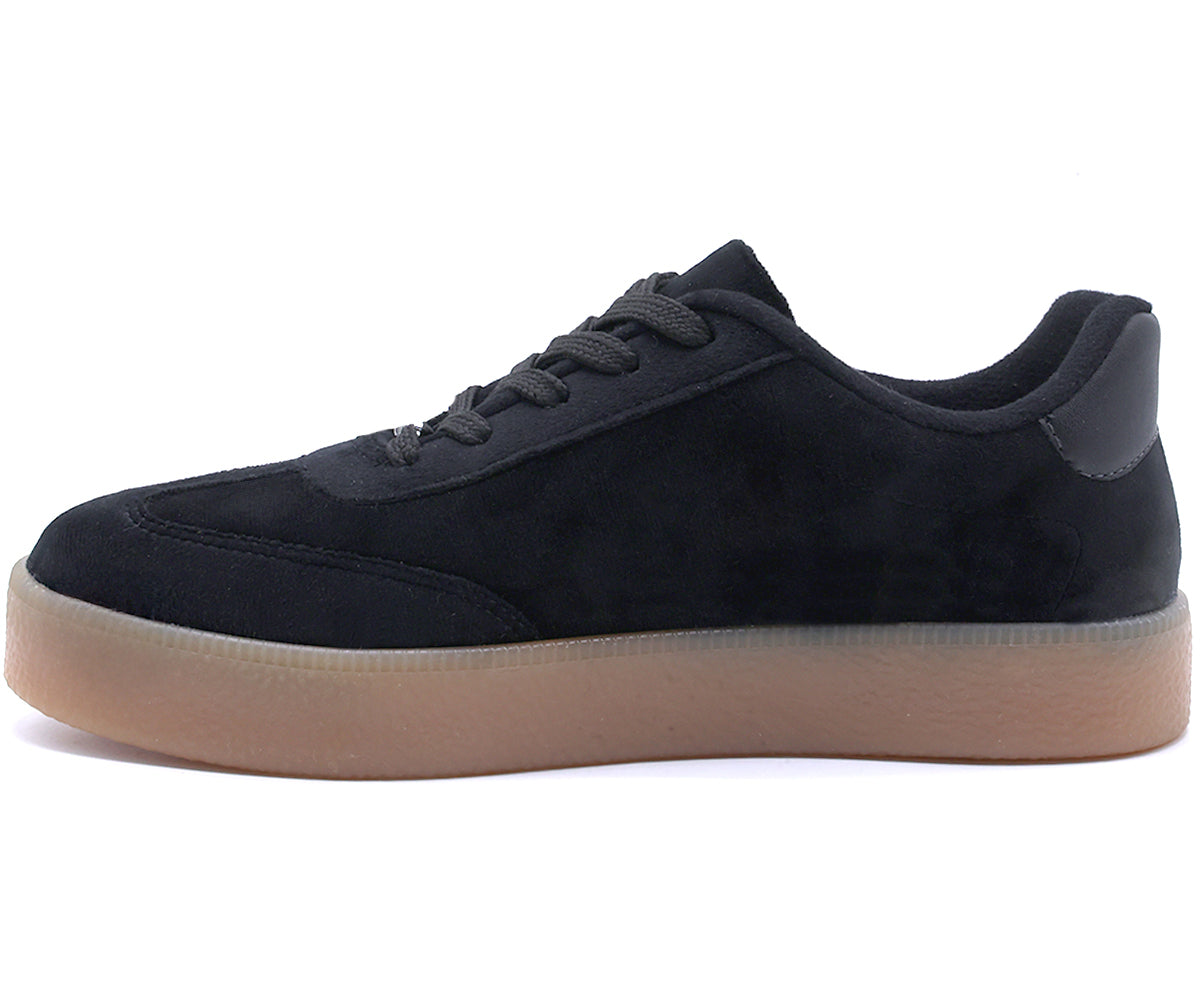 Br Black Suede Striped Gum Trainers