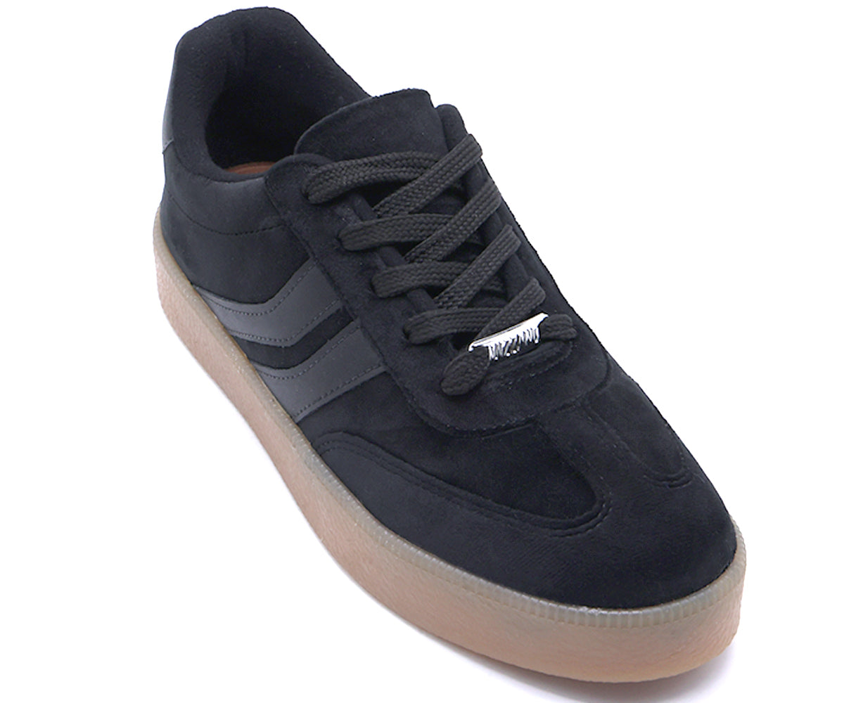 Br Black Suede Striped Gum Trainers