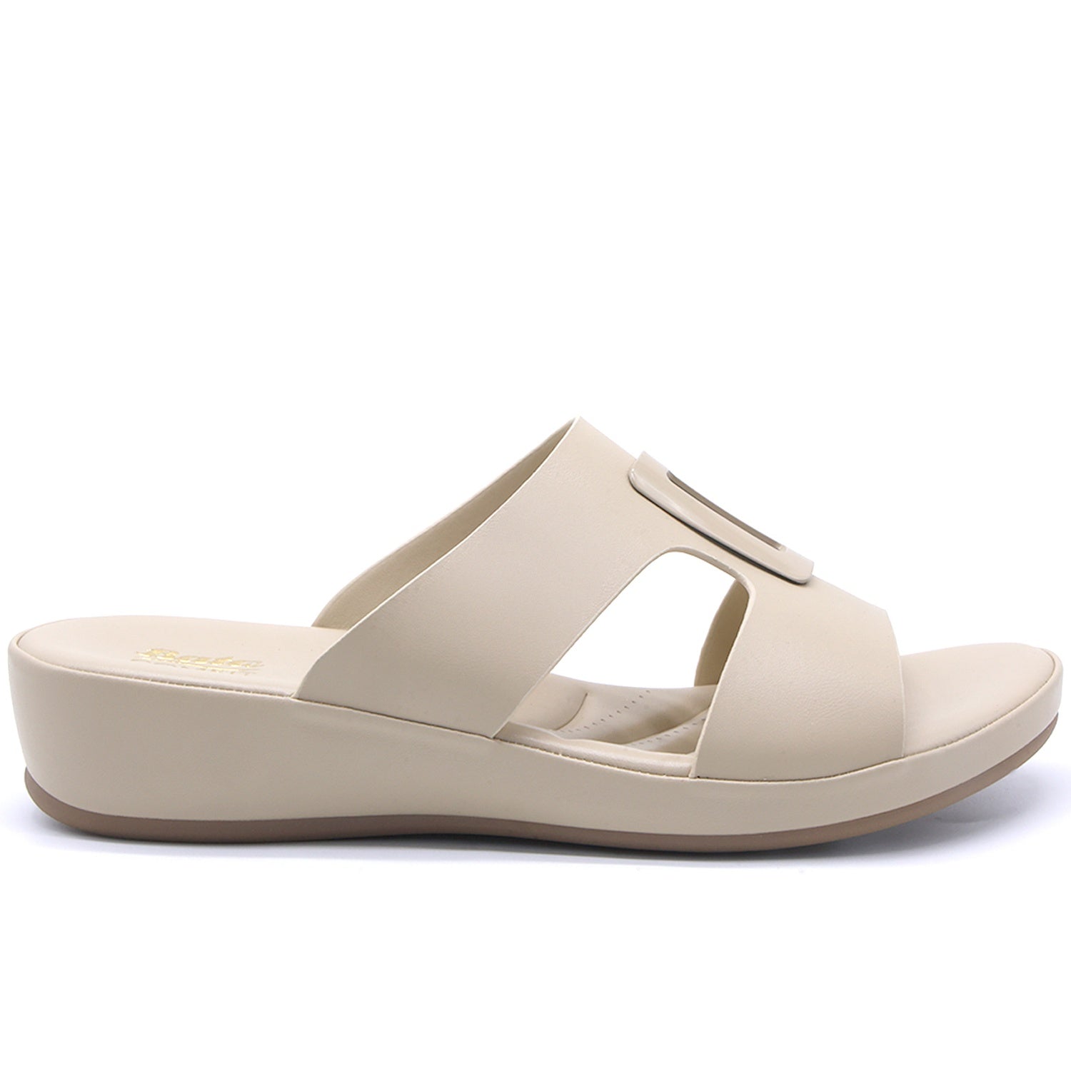 Comfit Beige Buckled Cutout Slides