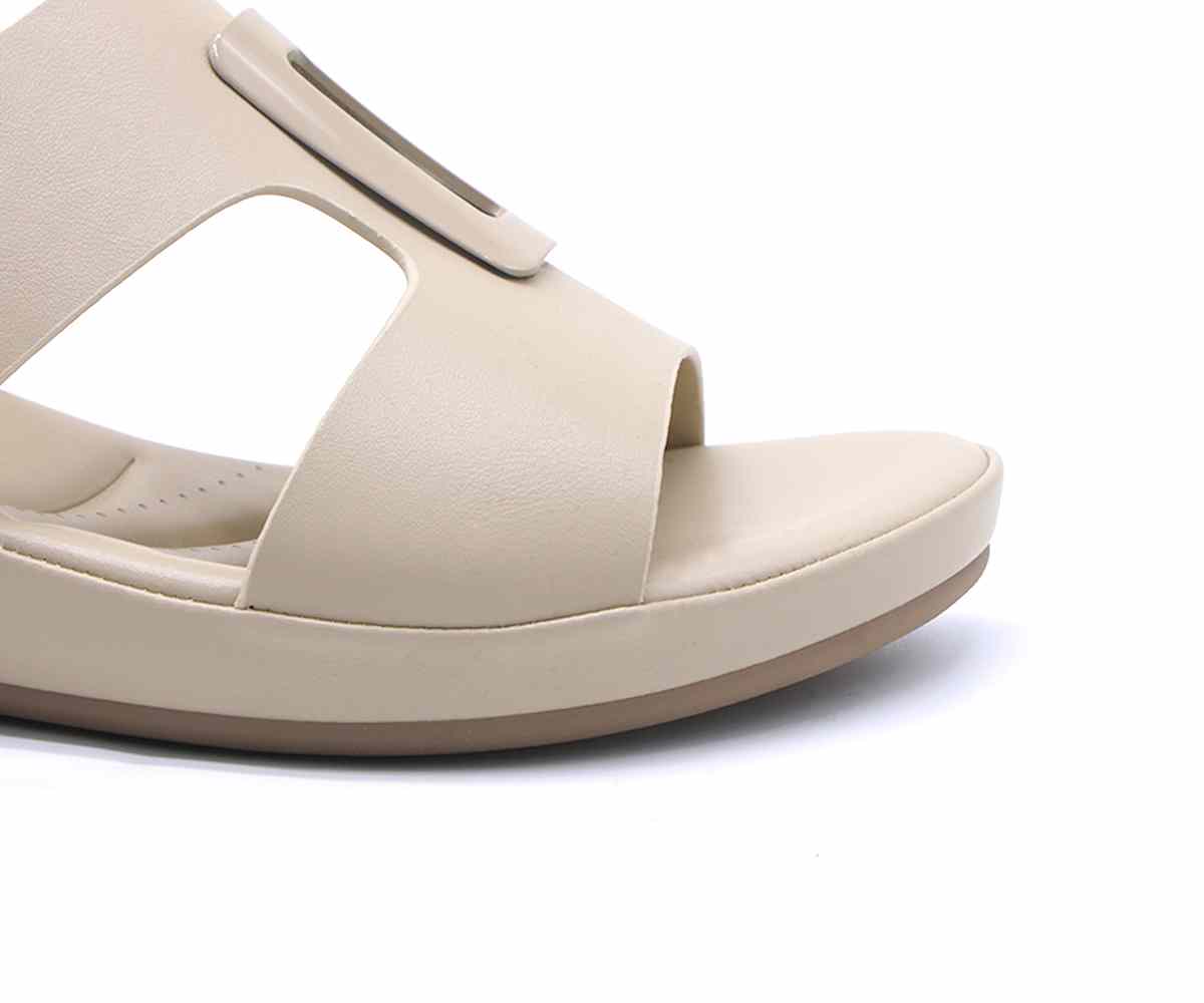 Comfit Beige Buckled Cutout Slides