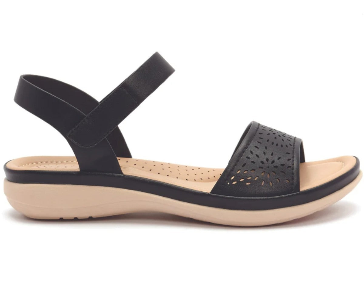 Comfit Black Lasered Sandal