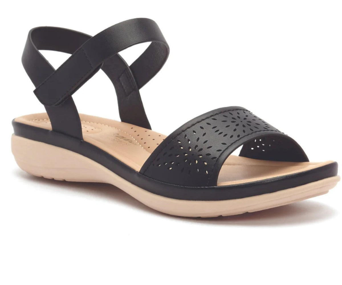 Comfit Black Lasered Sandal