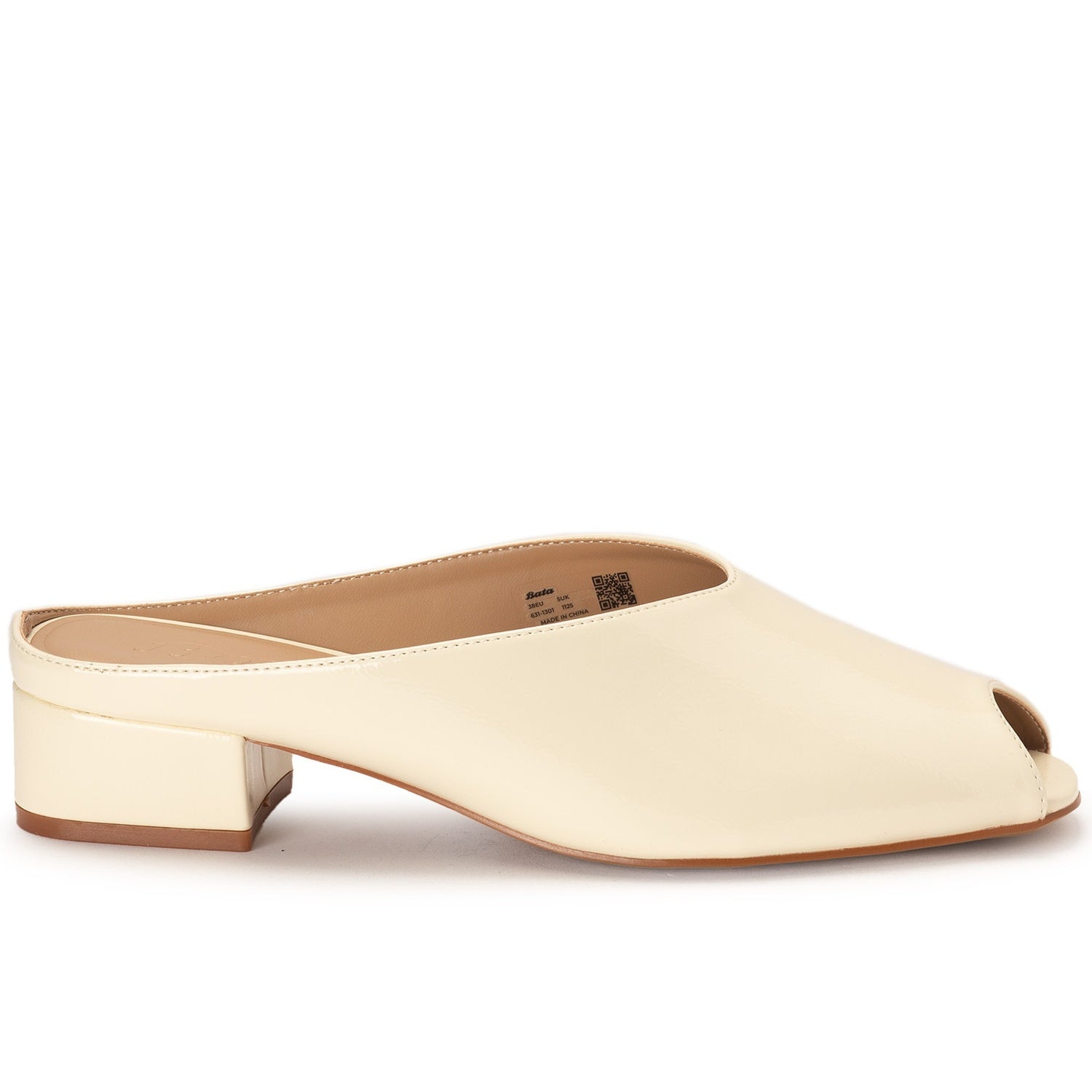 Beige Peep-Toe Mules