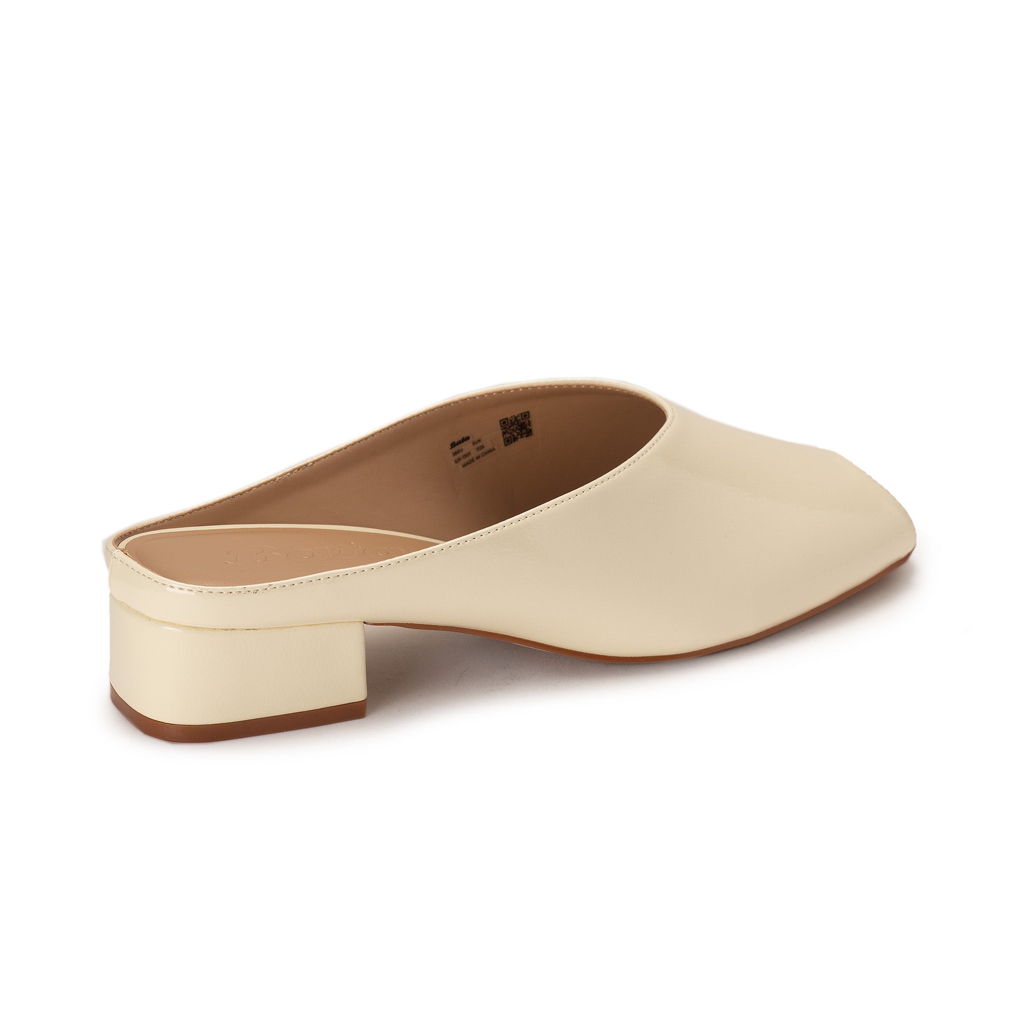 Beige Peep-Toe Mules