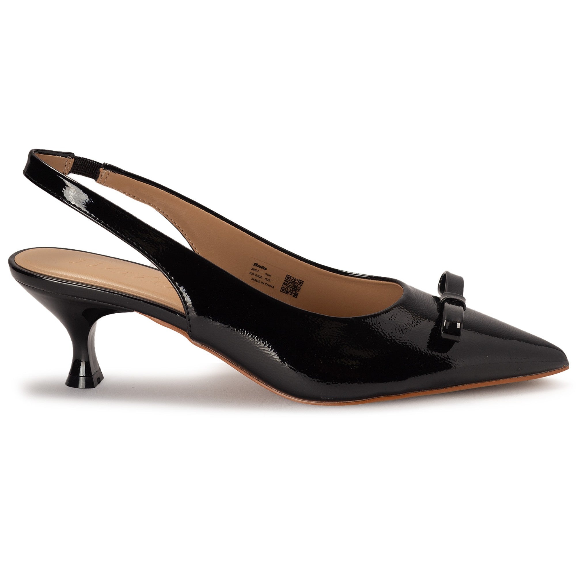 Black Patent Low Bow Slingbacks