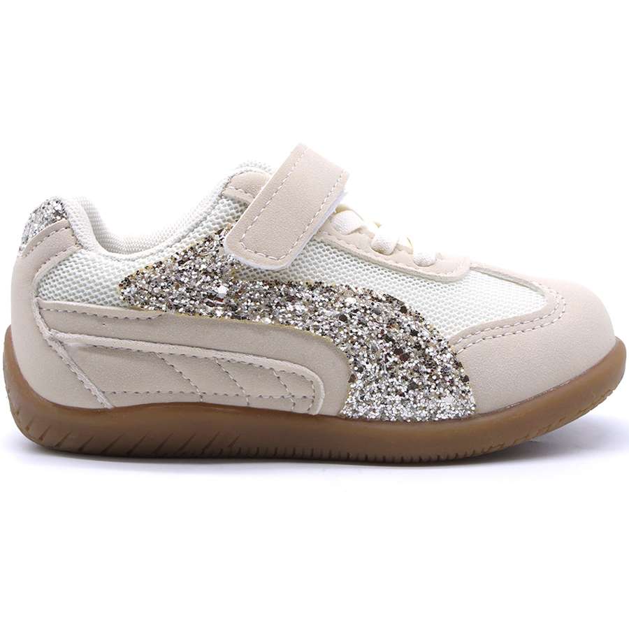 Girls Beige Glitter Trainers