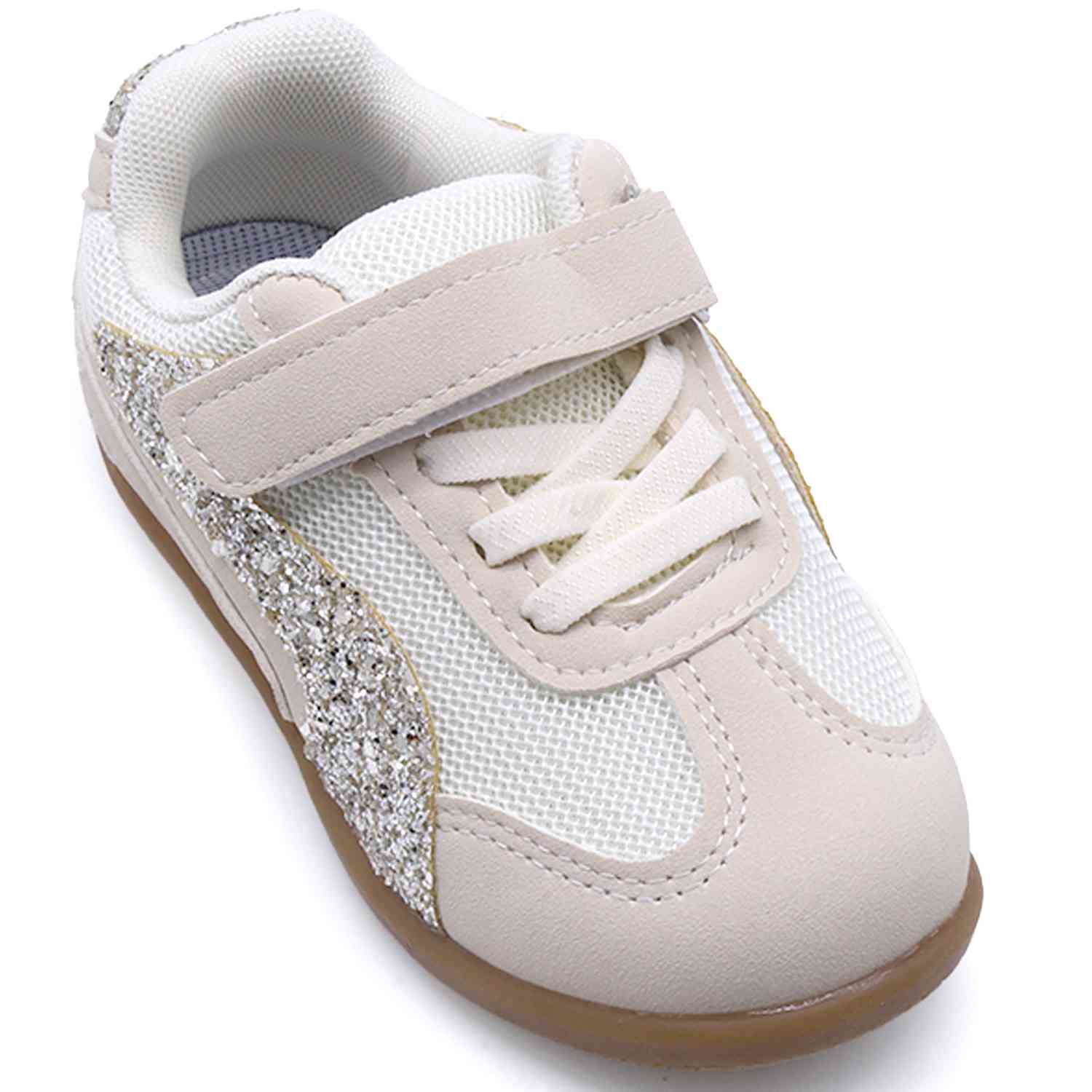 Girls Beige Glitter Trainers