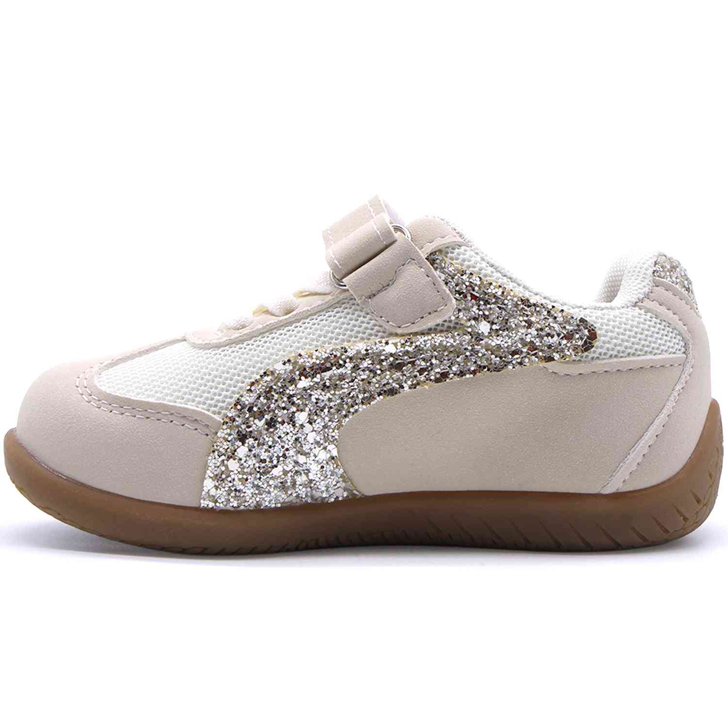 Girls Beige Glitter Trainers