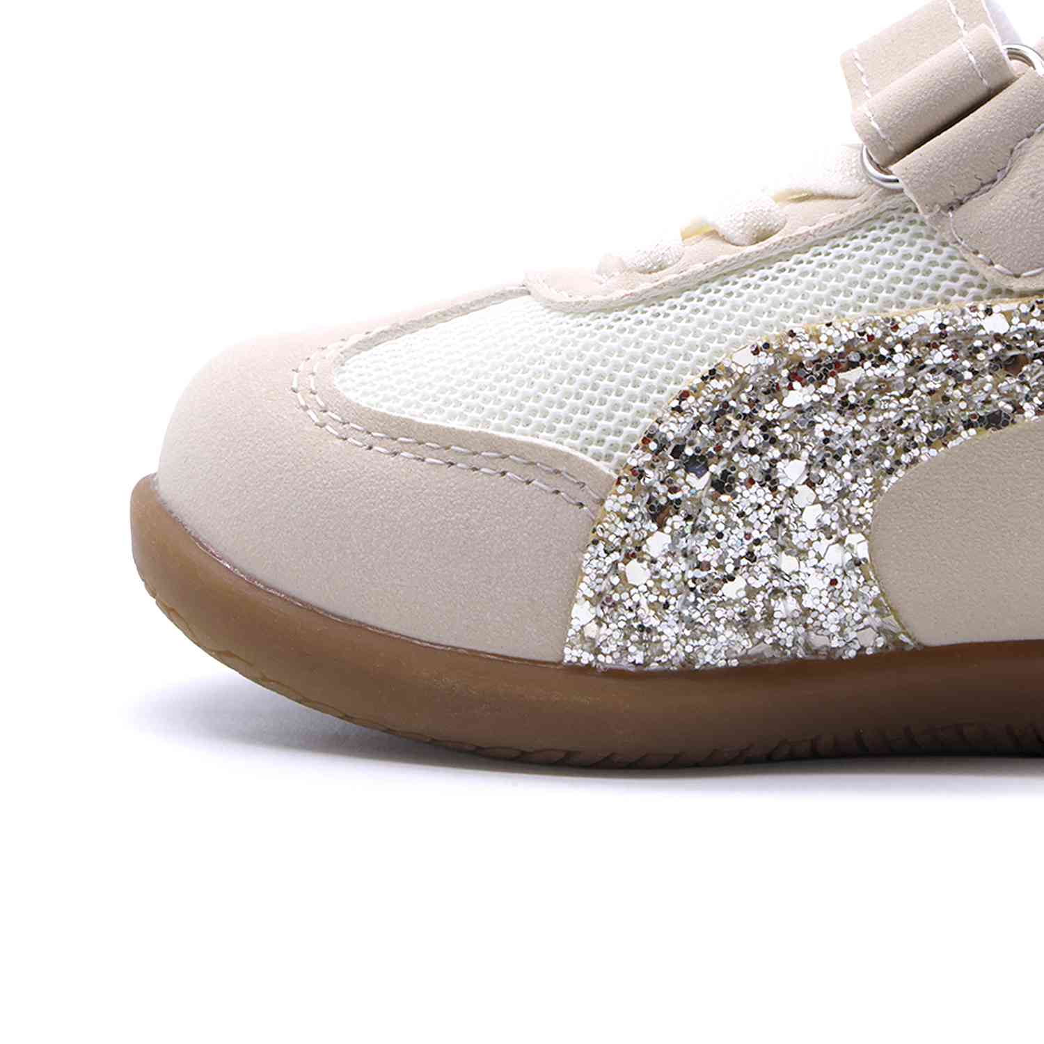 Girls Beige Glitter Trainers