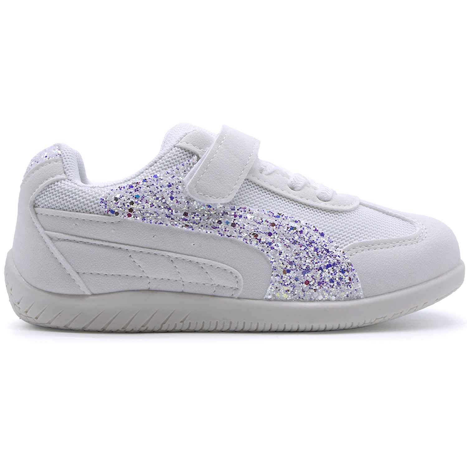 Girls White Glitter Trainers