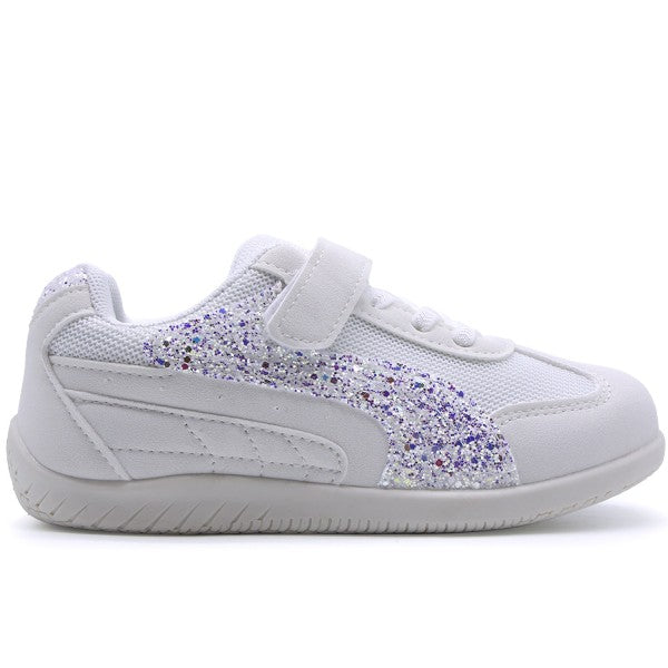 Girls White Glitter Trainers