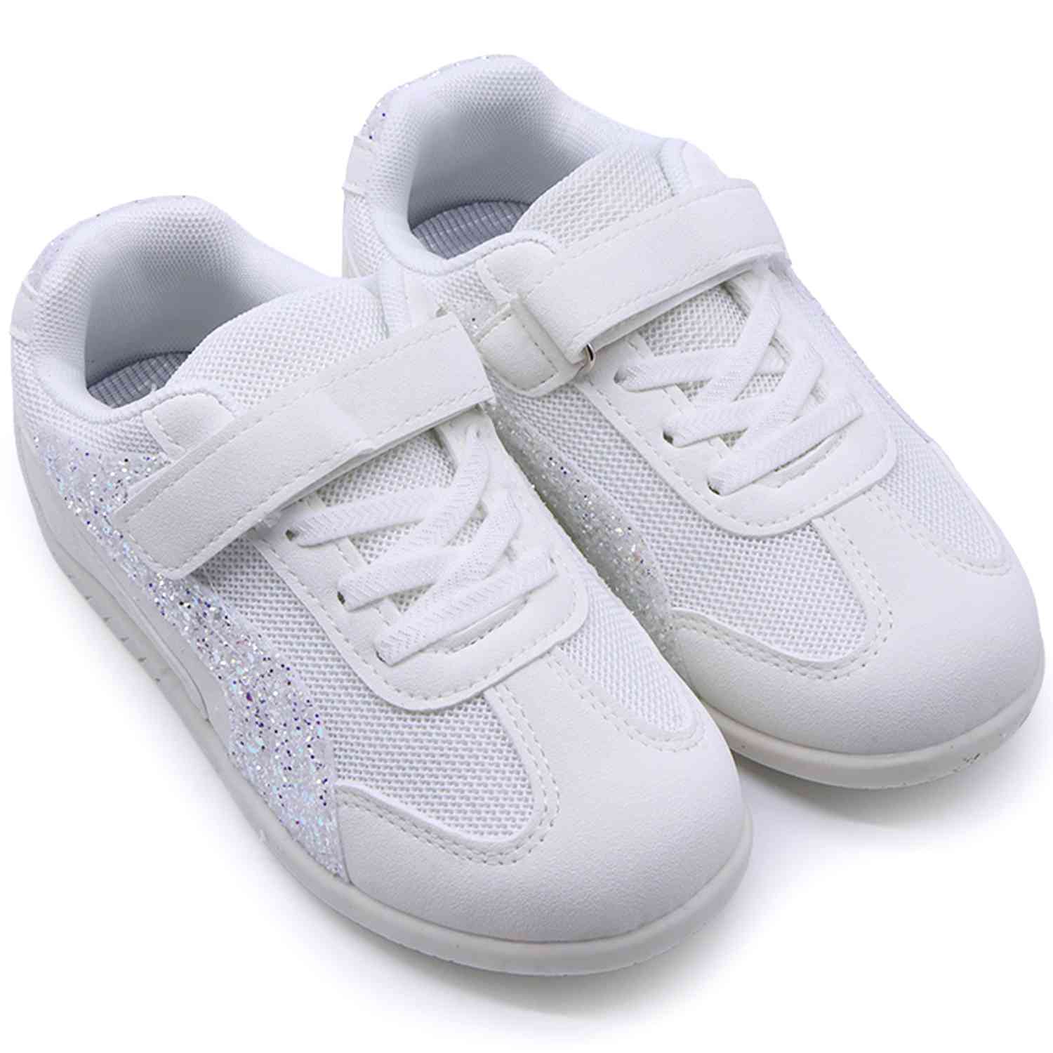 Girls White Glitter Trainers