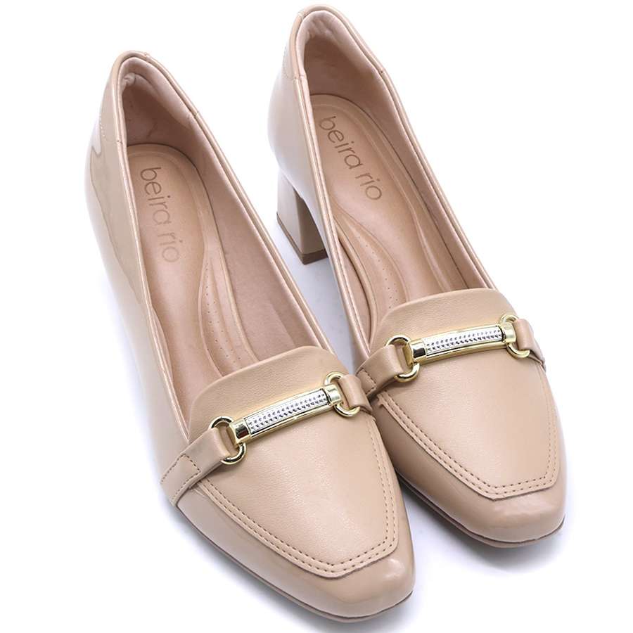 BR Beige Patent Penny Pumps