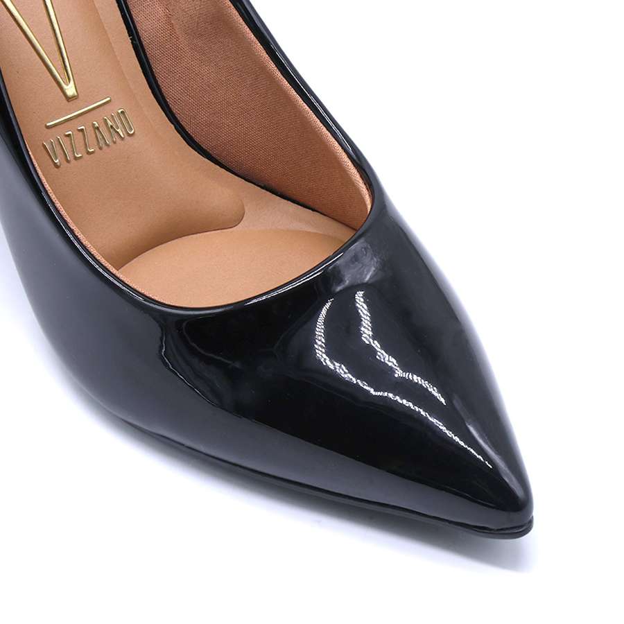 BR Black Patent Block Heel Pumps