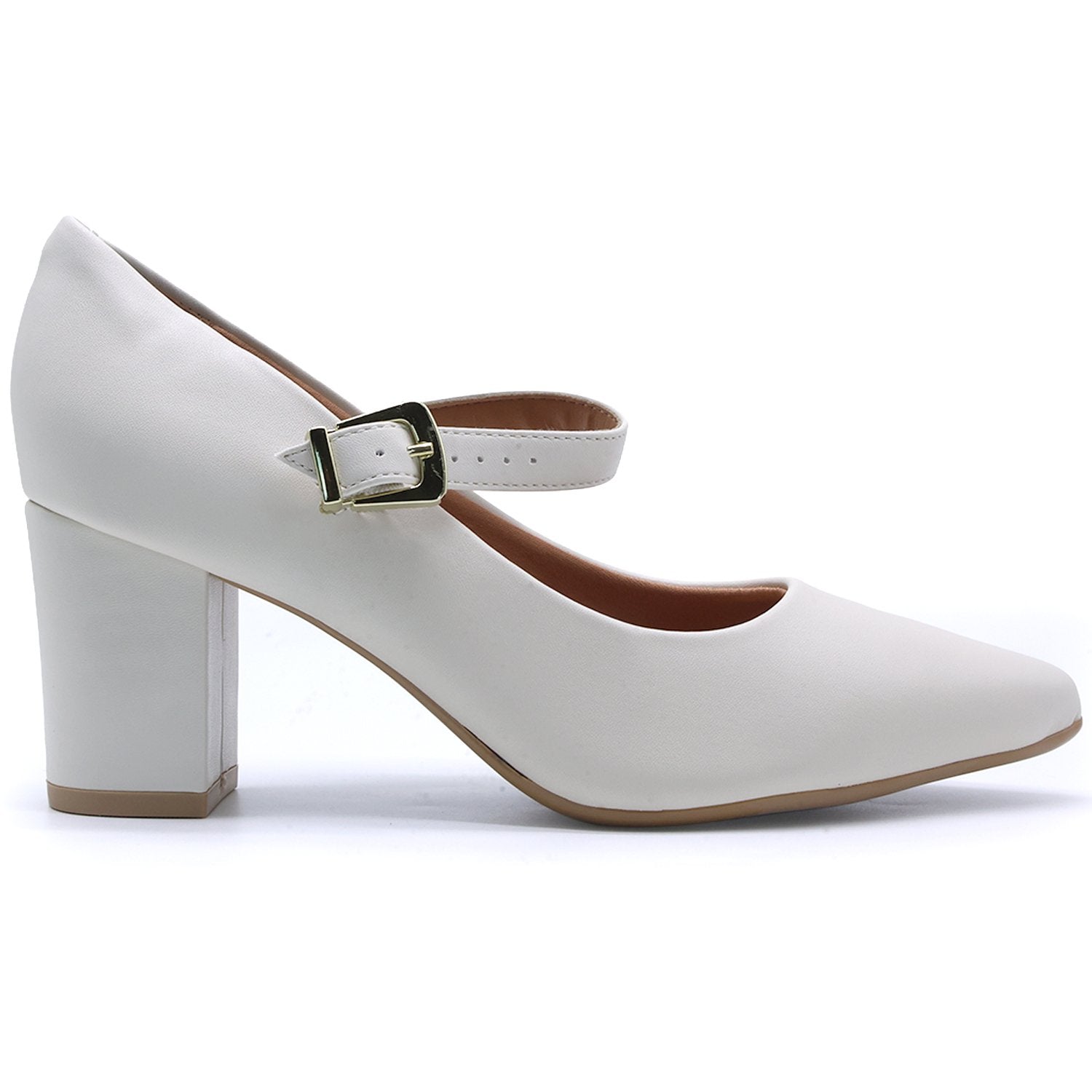 BR White Block Heel Maryjanes