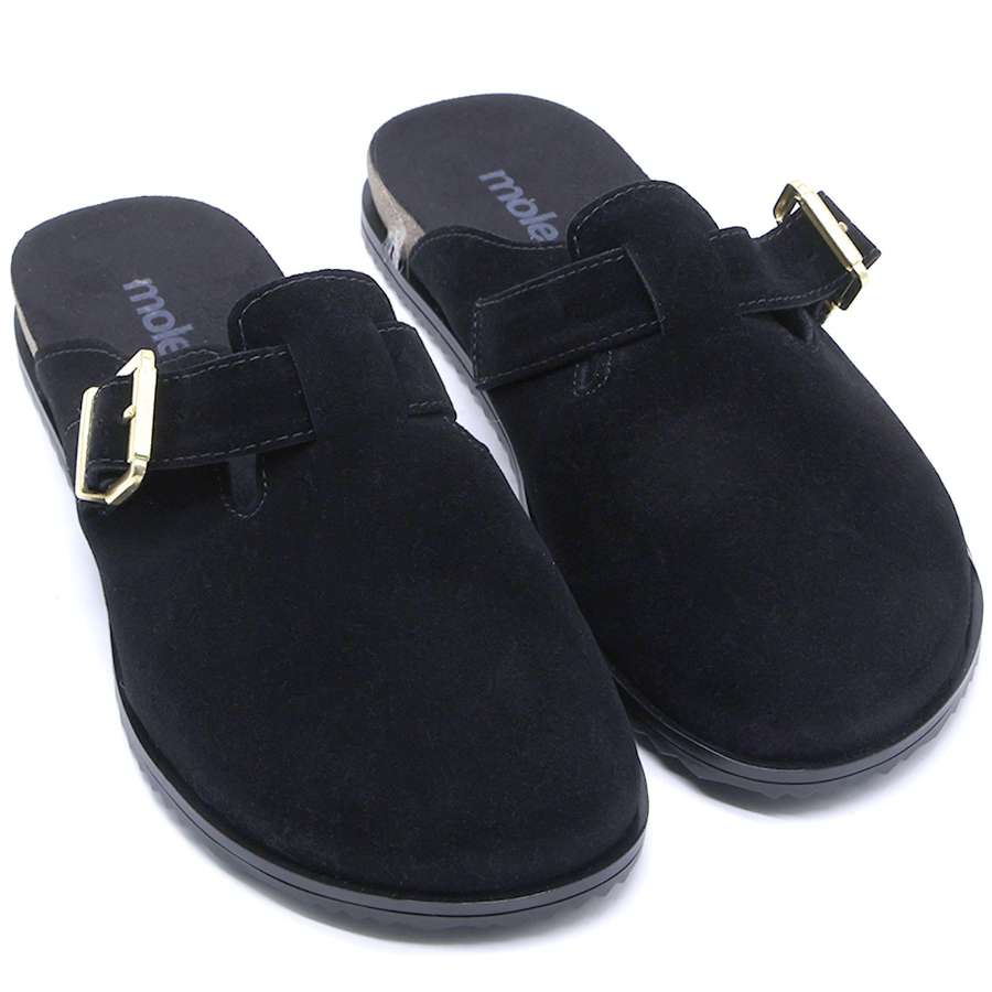 BR Black Suede Cork Clogs