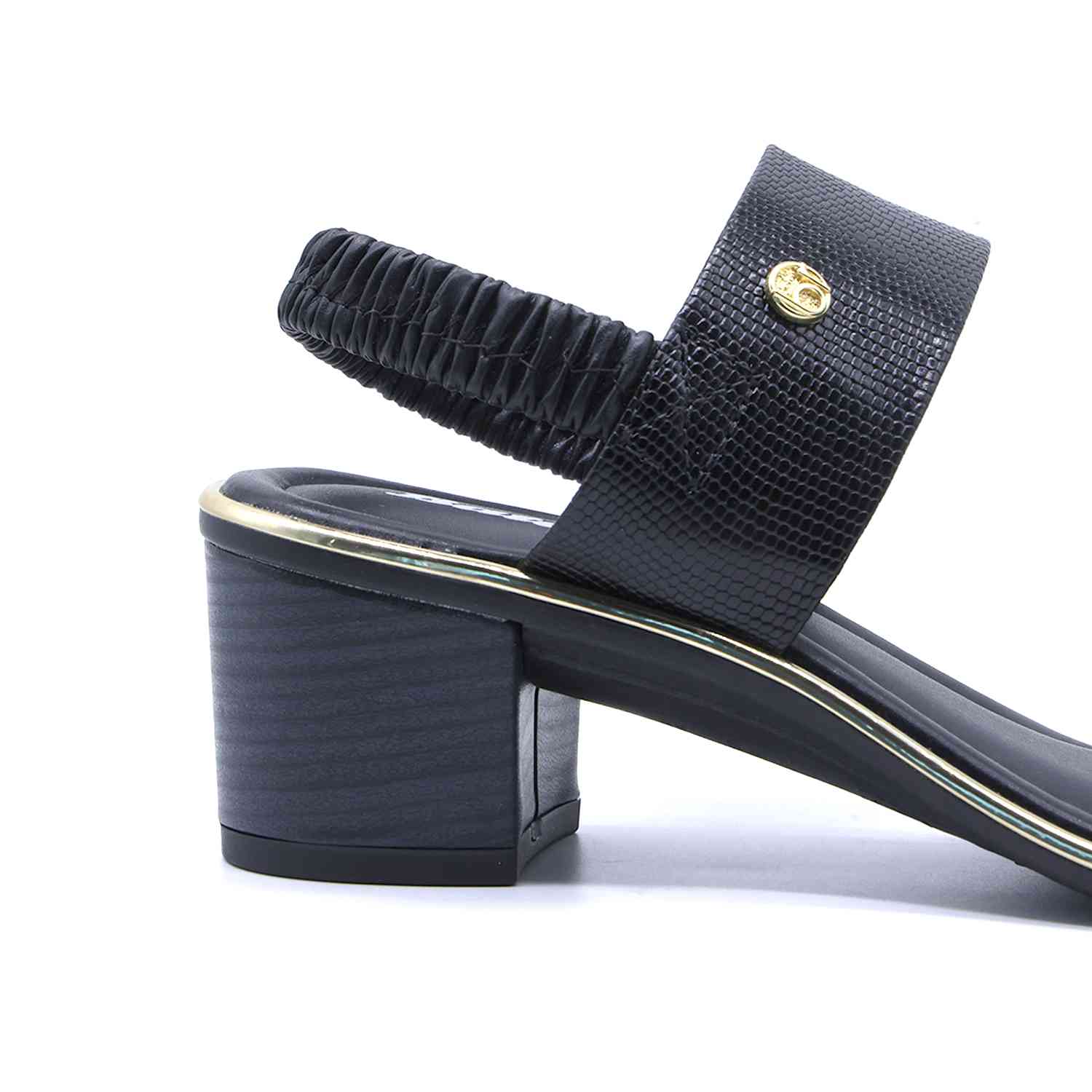 BR Gold Trimmed Black Snake Sandal