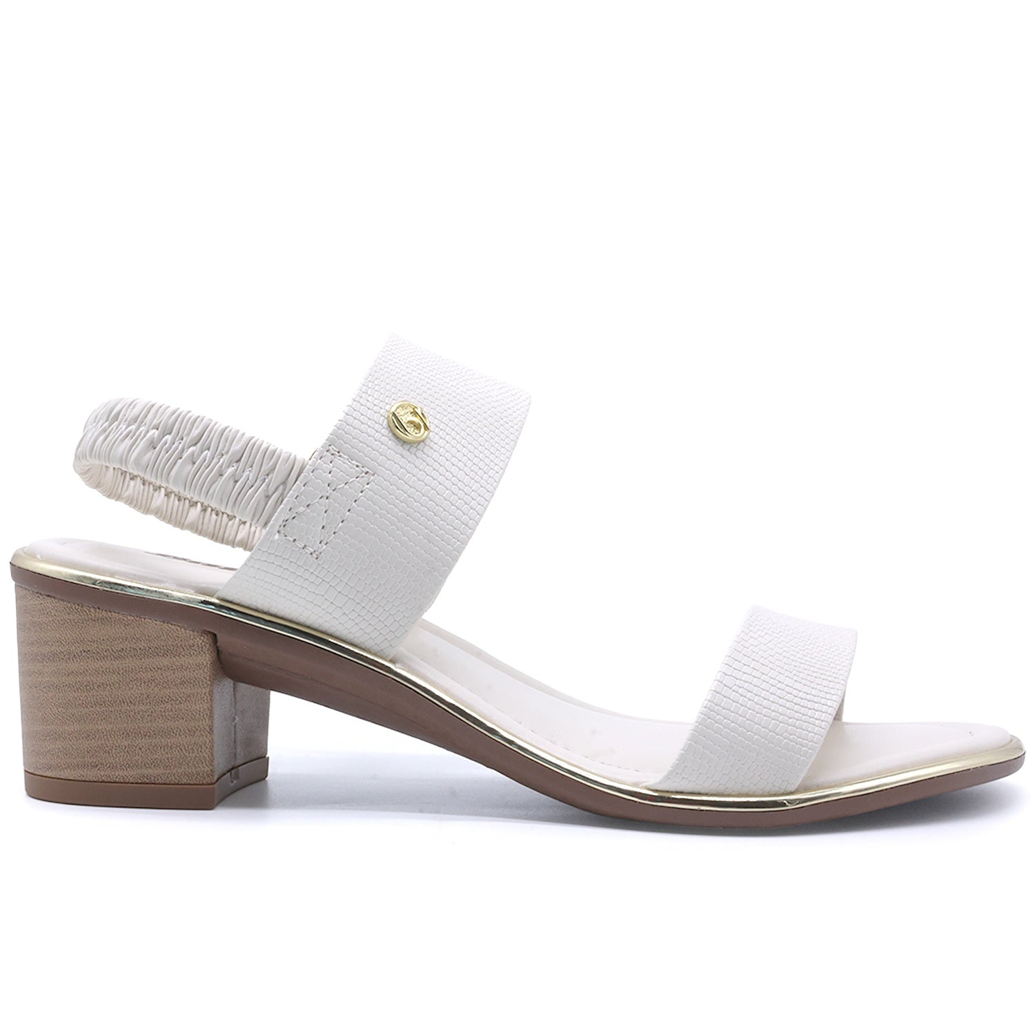 BR Gold Trimmed White Snake Sandal