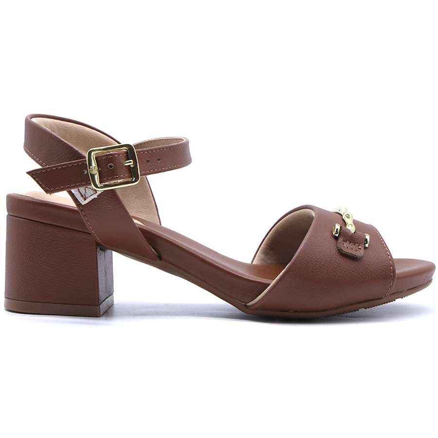 BR Brown Horsebit Block Heel Sandal