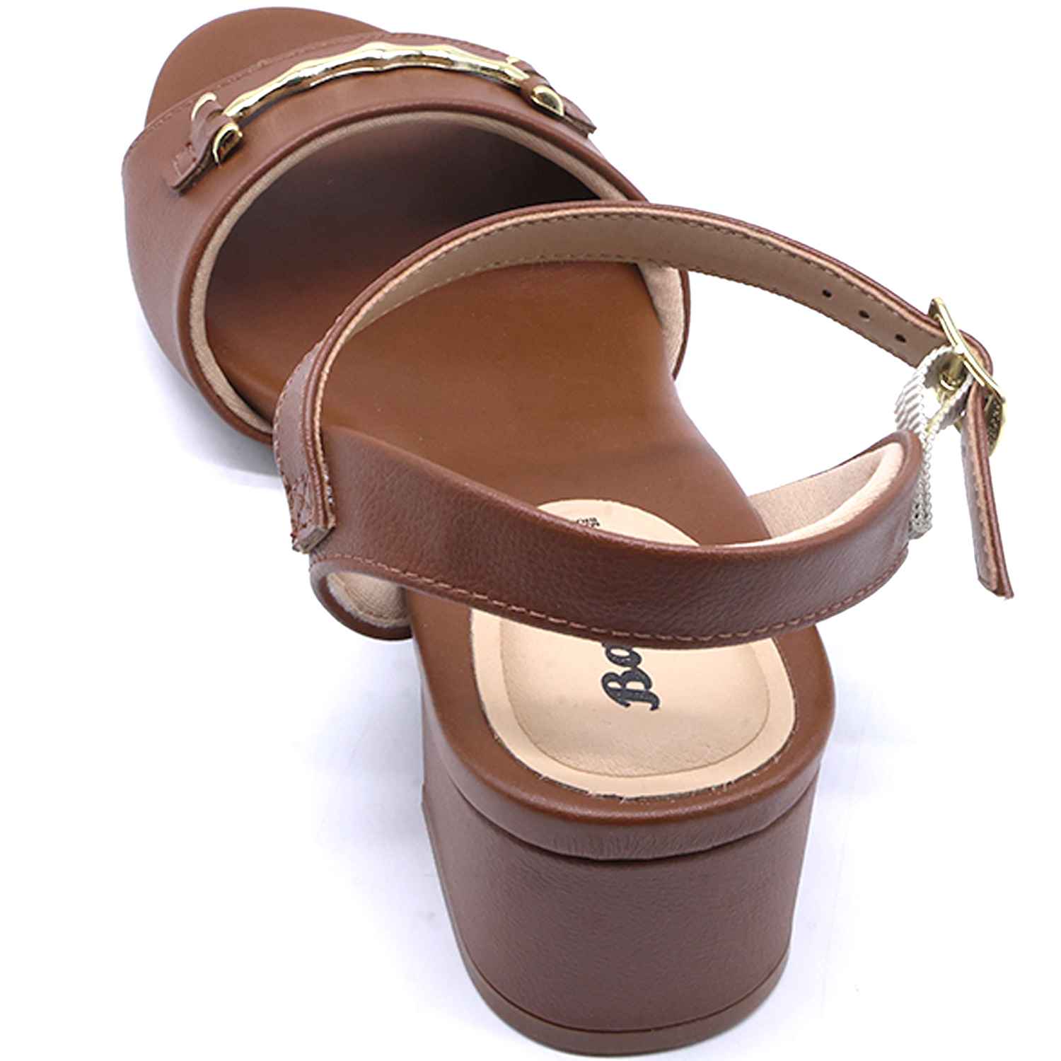 BR Brown Horsebit Block Heel Sandal
