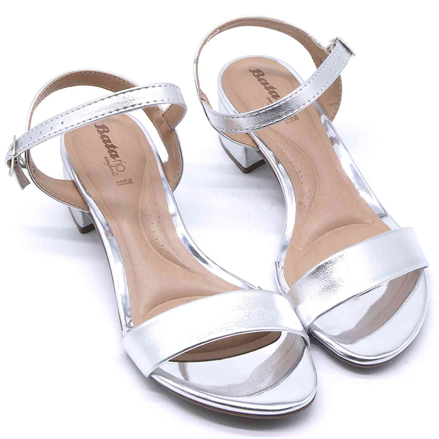 BR Silver Block Heel Sandal