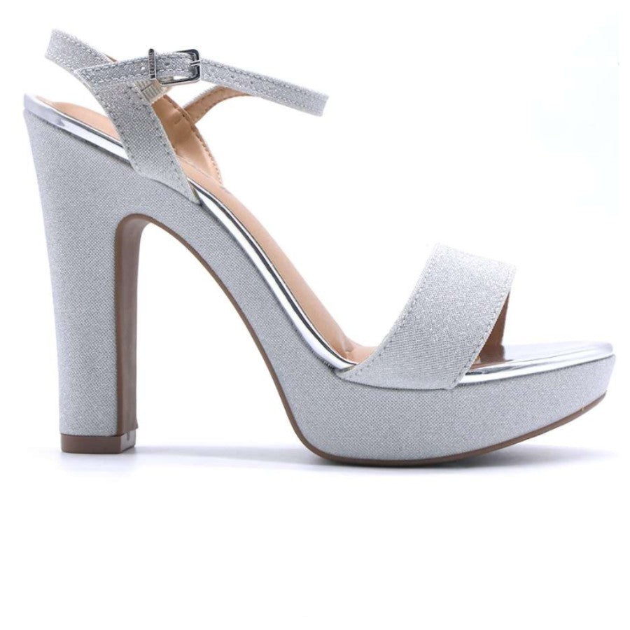 BR Silver Glitter Platform Sandals