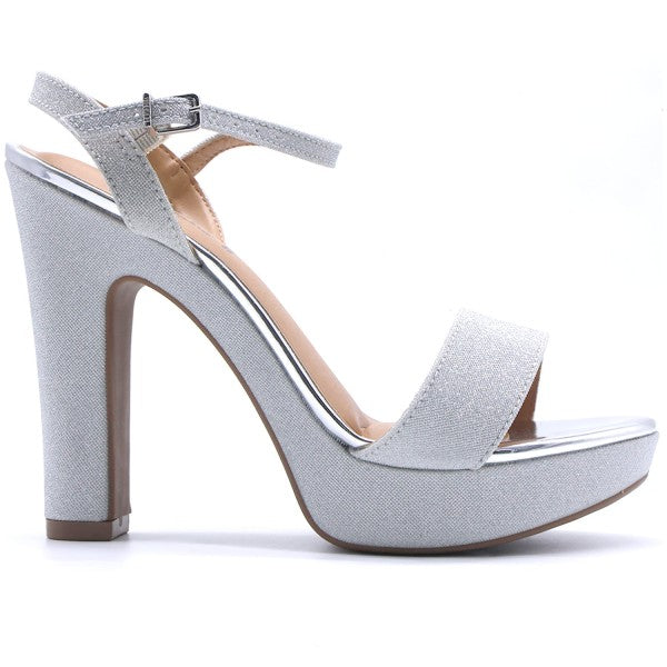 BR Silver Glitter Platform Sandals