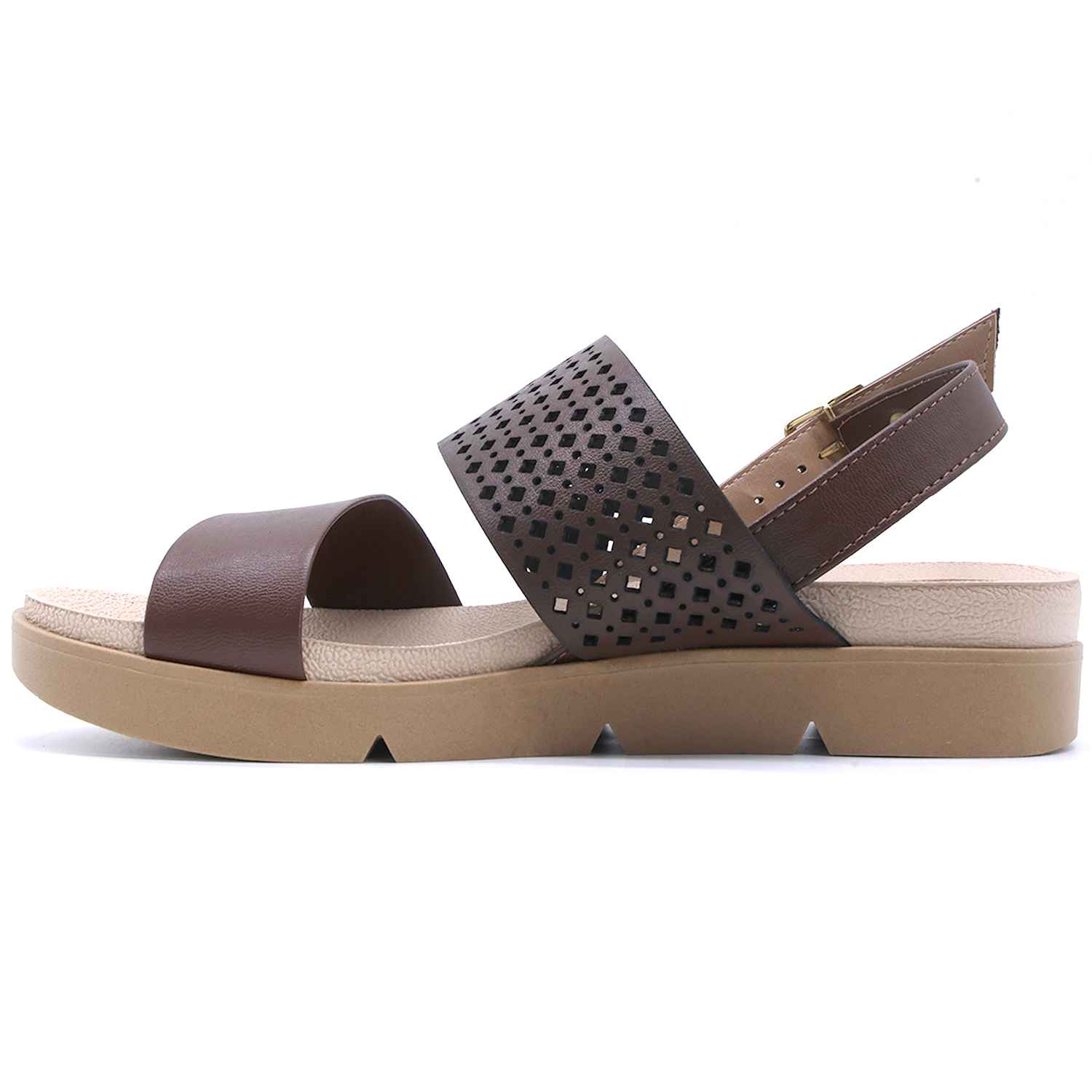 BR DBL STRAP BROWN SANDALS