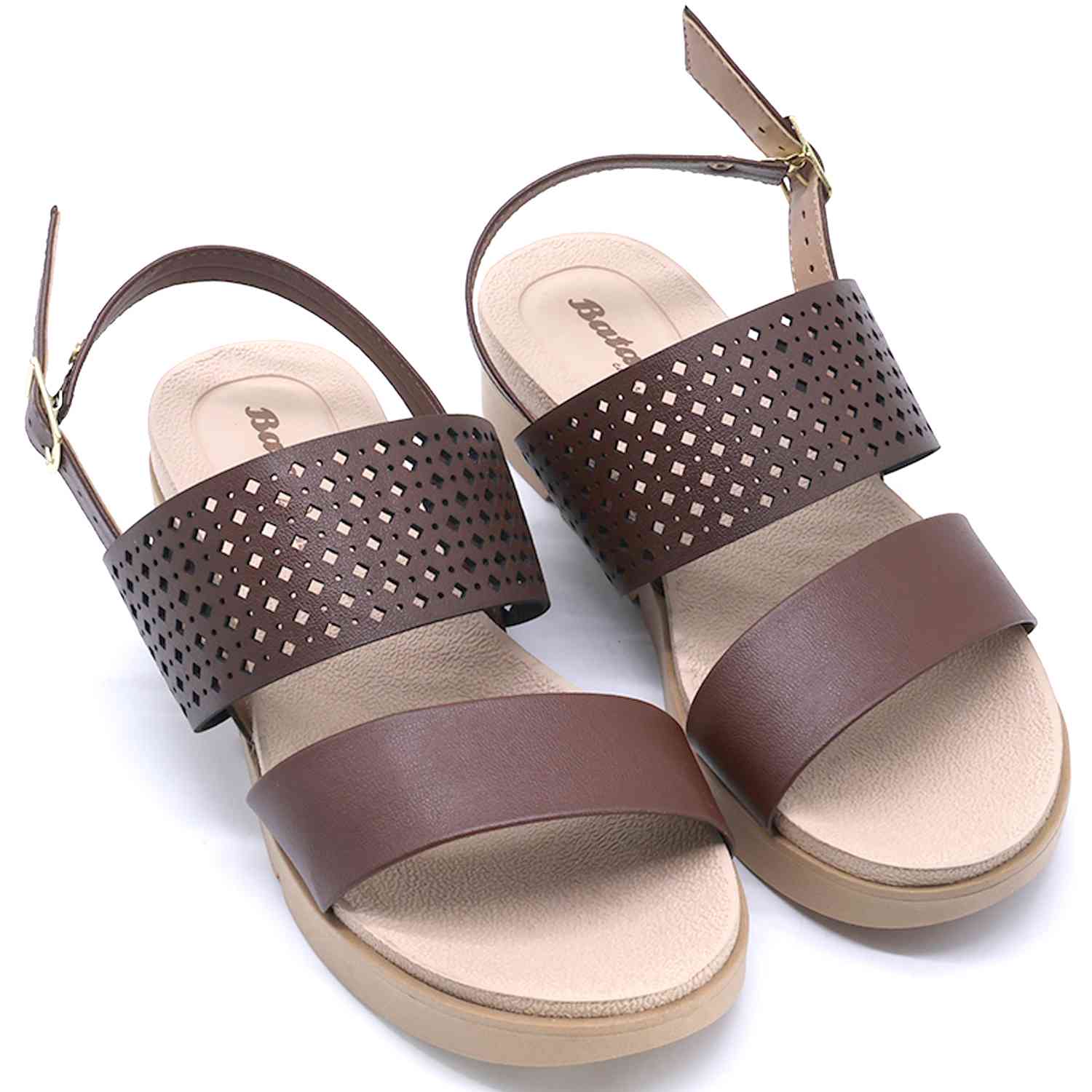 BR DBL STRAP BROWN SANDALS