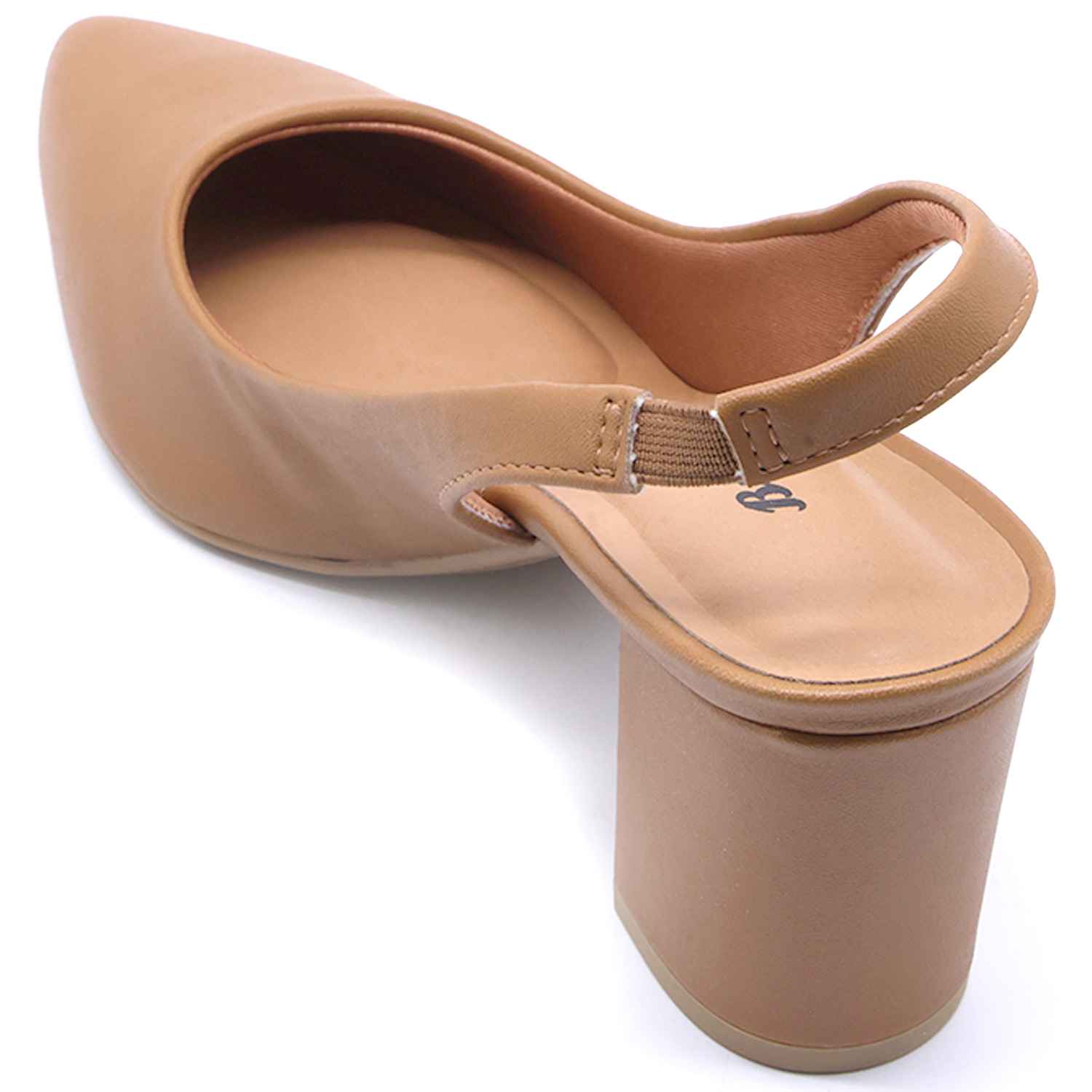 Br Classic Block Heel Camel Slingback Stilletos