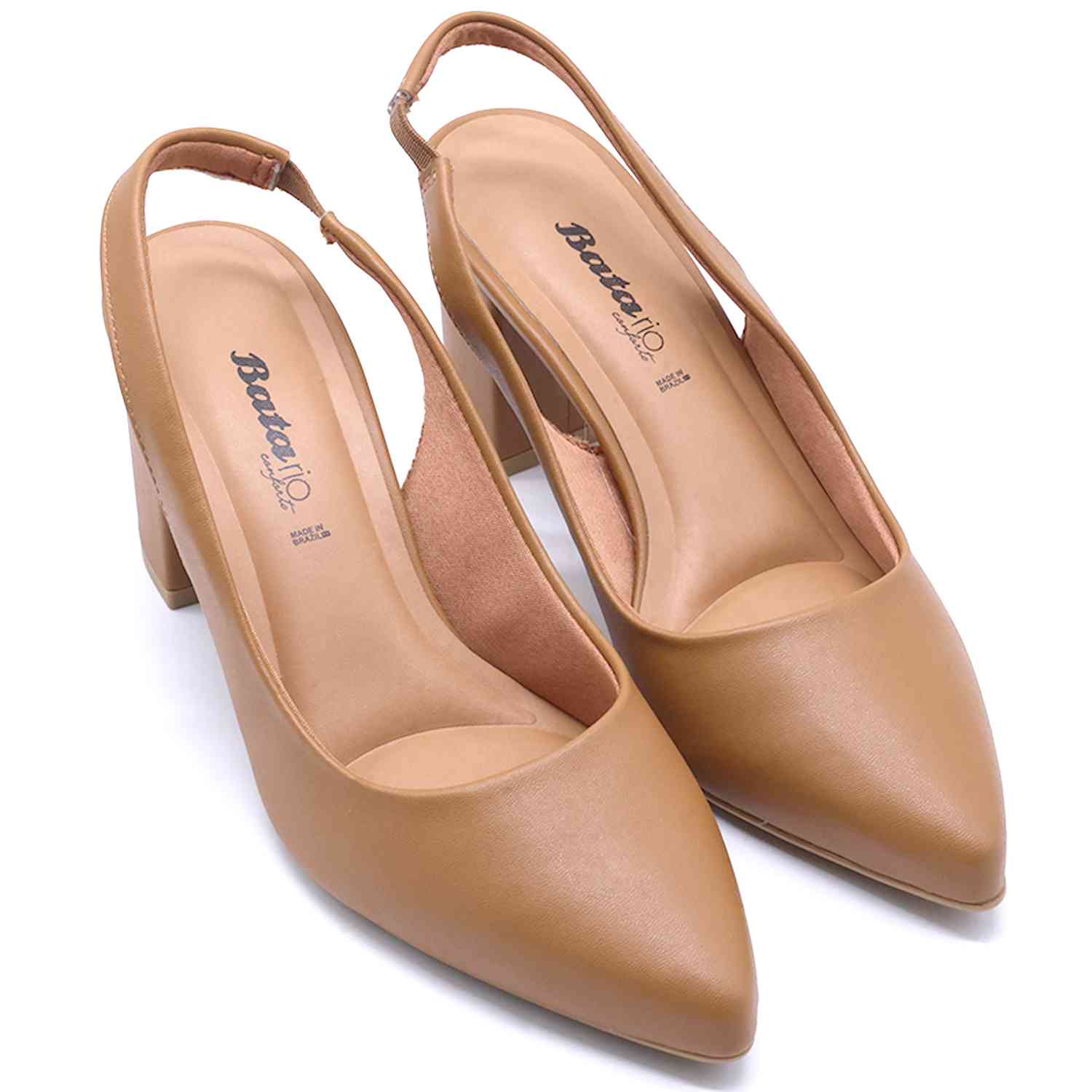 Br Classic Block Heel Camel Slingback Stilletos