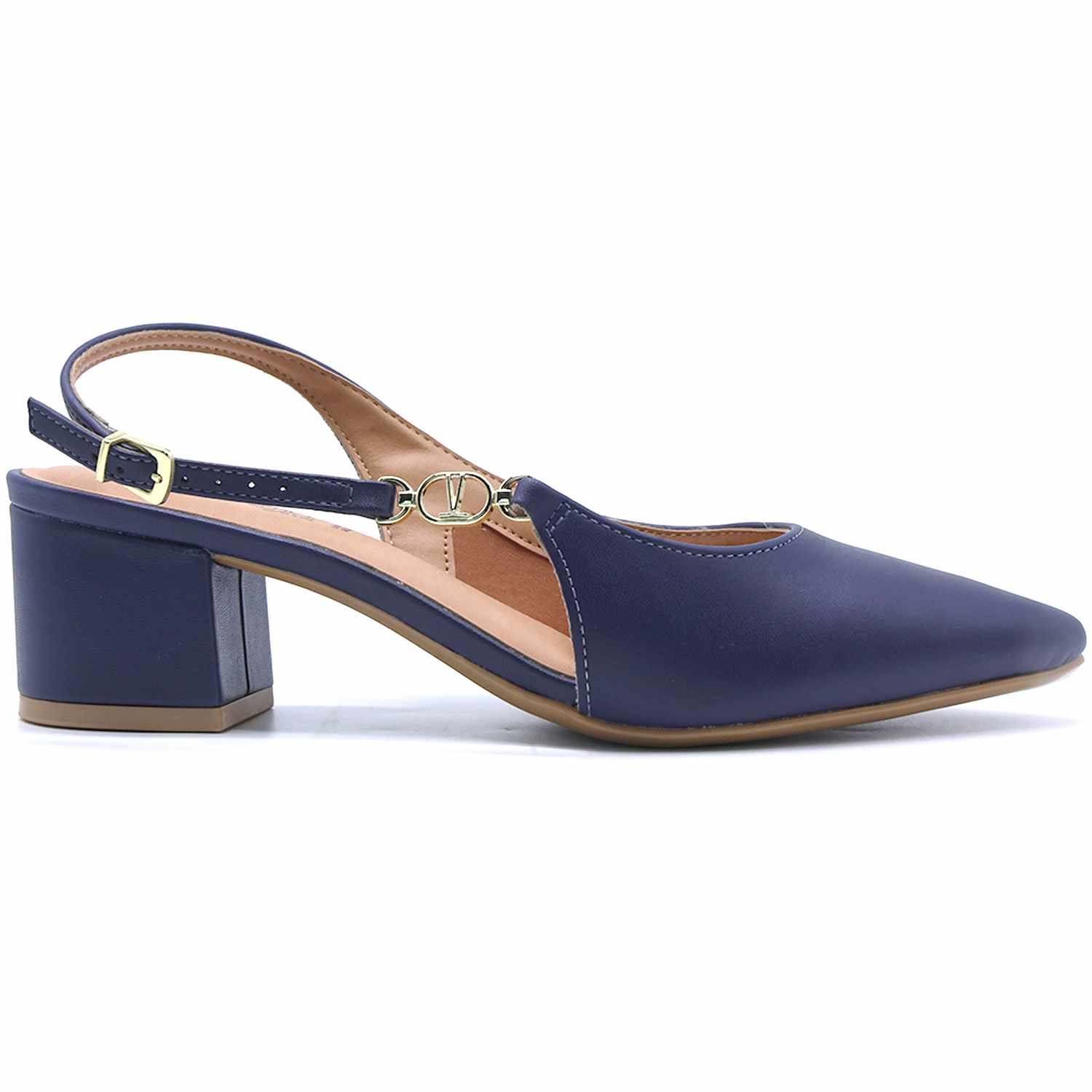 Br Low Navy Block-Heel Slingbacks