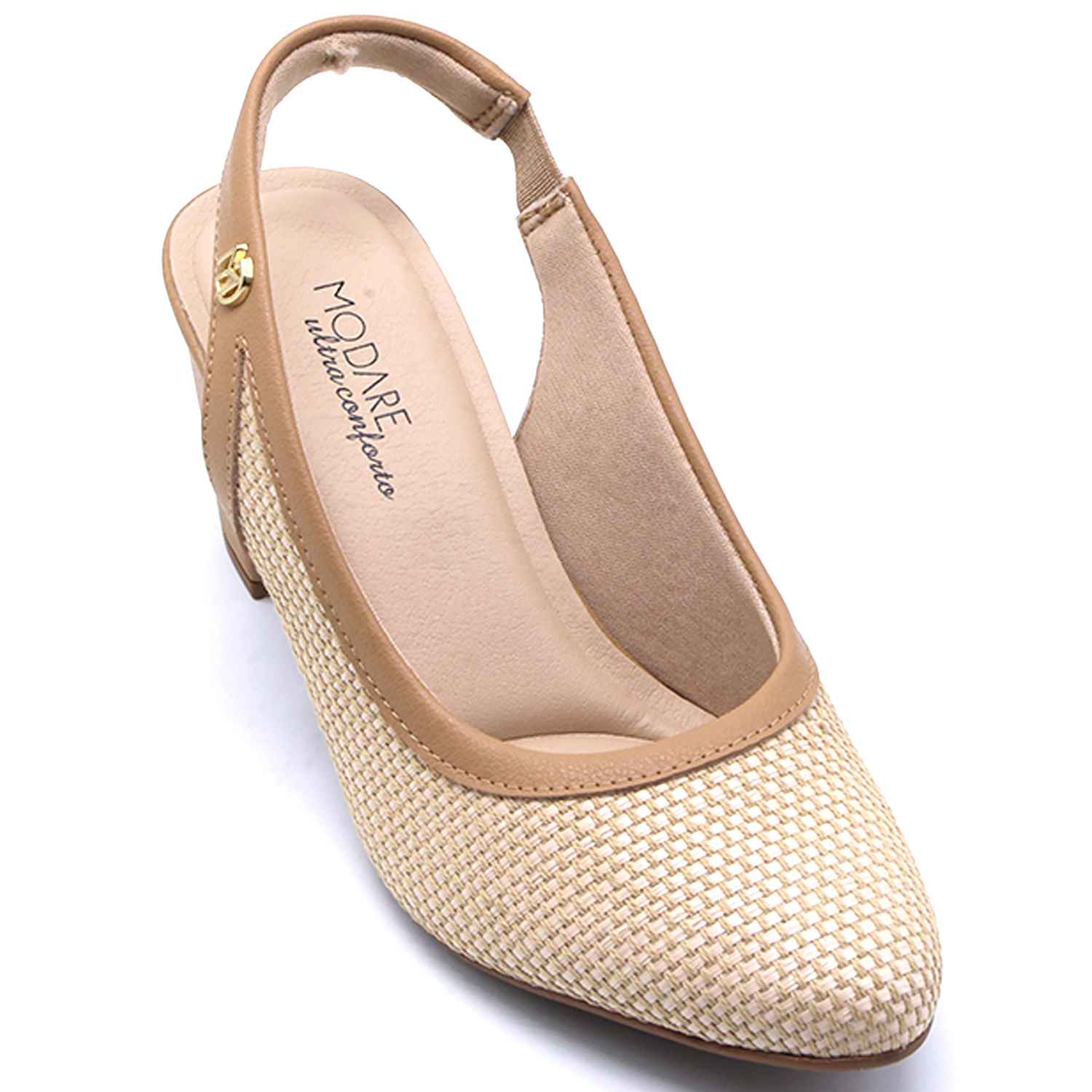 Br Beige Intertwined Block-Heel Slingbacks