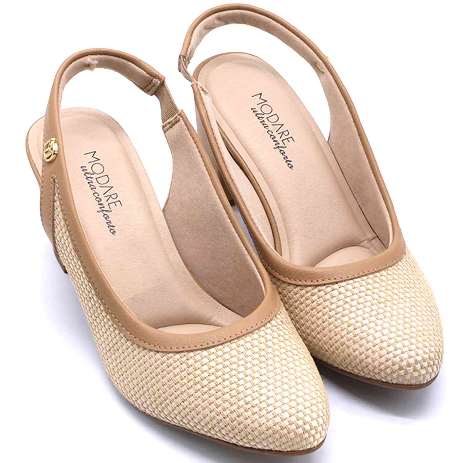 Br Beige Intertwined Block-Heel Slingbacks