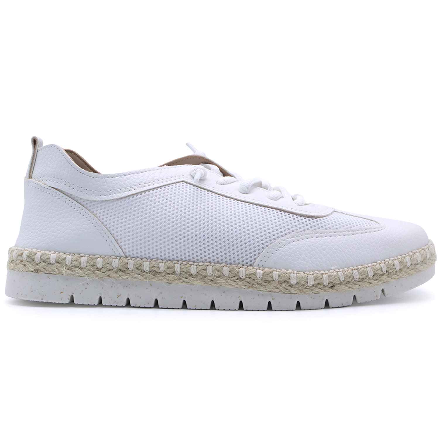 BR Comfy White Lace-up Espadrilles