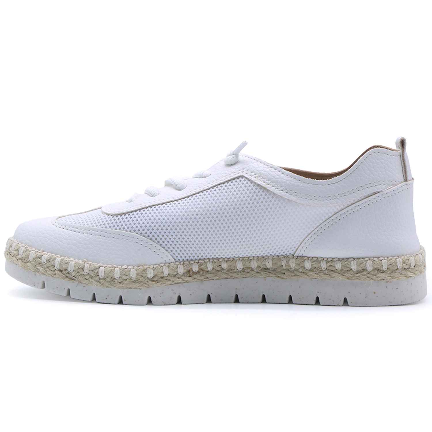 BR Comfy White Lace-up Espadrilles
