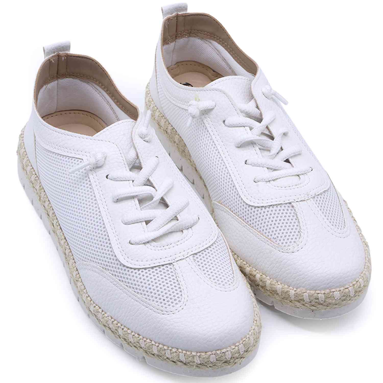 BR Comfy White Lace-up Espadrilles