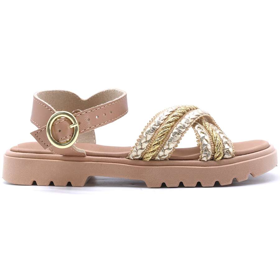 BR Gold Weave Crossover Sandals
