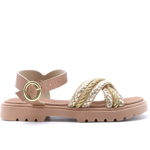 BR Gold Weave Crossover Sandals