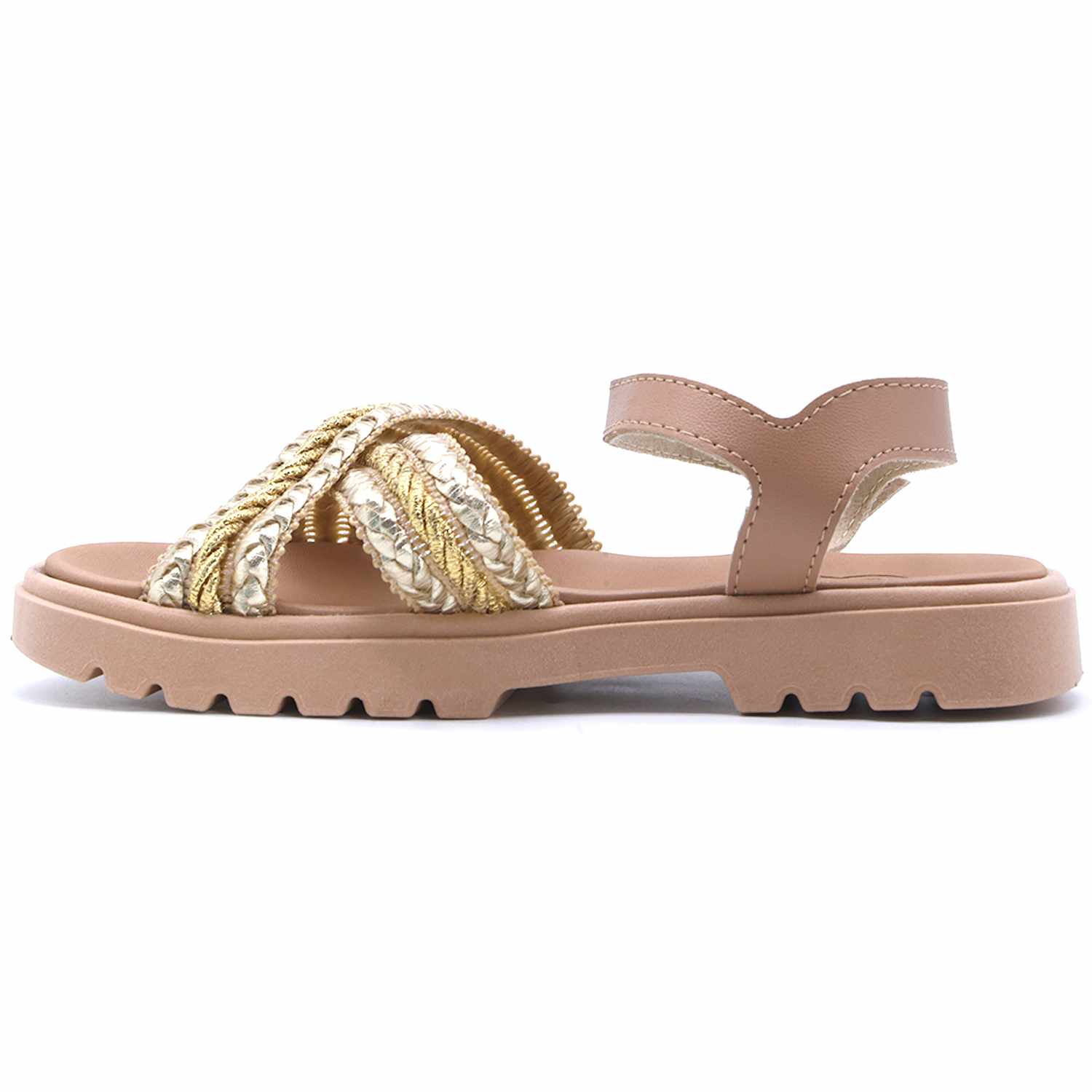 BR Gold Weave Crossover Sandals