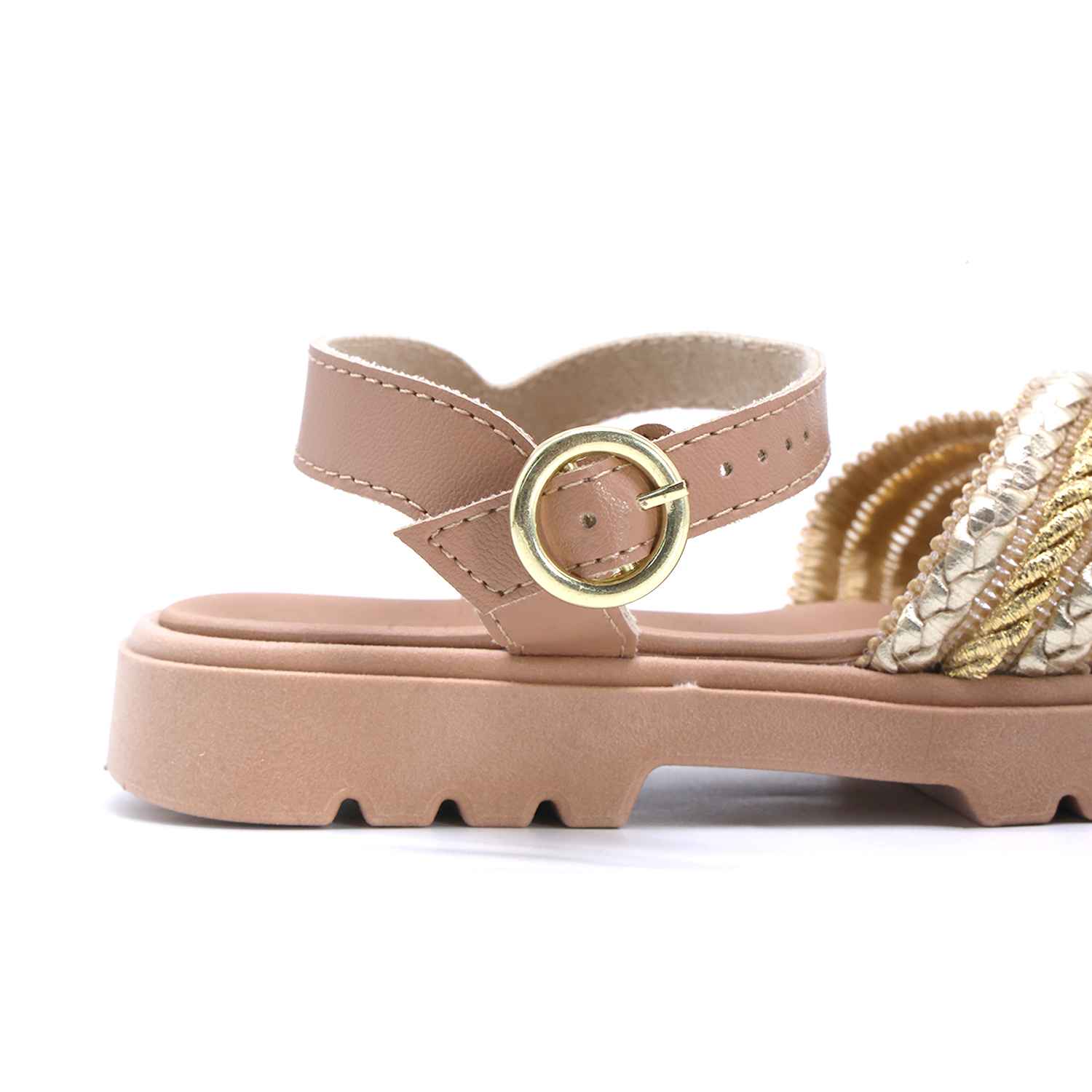 BR Gold Weave Crossover Sandals