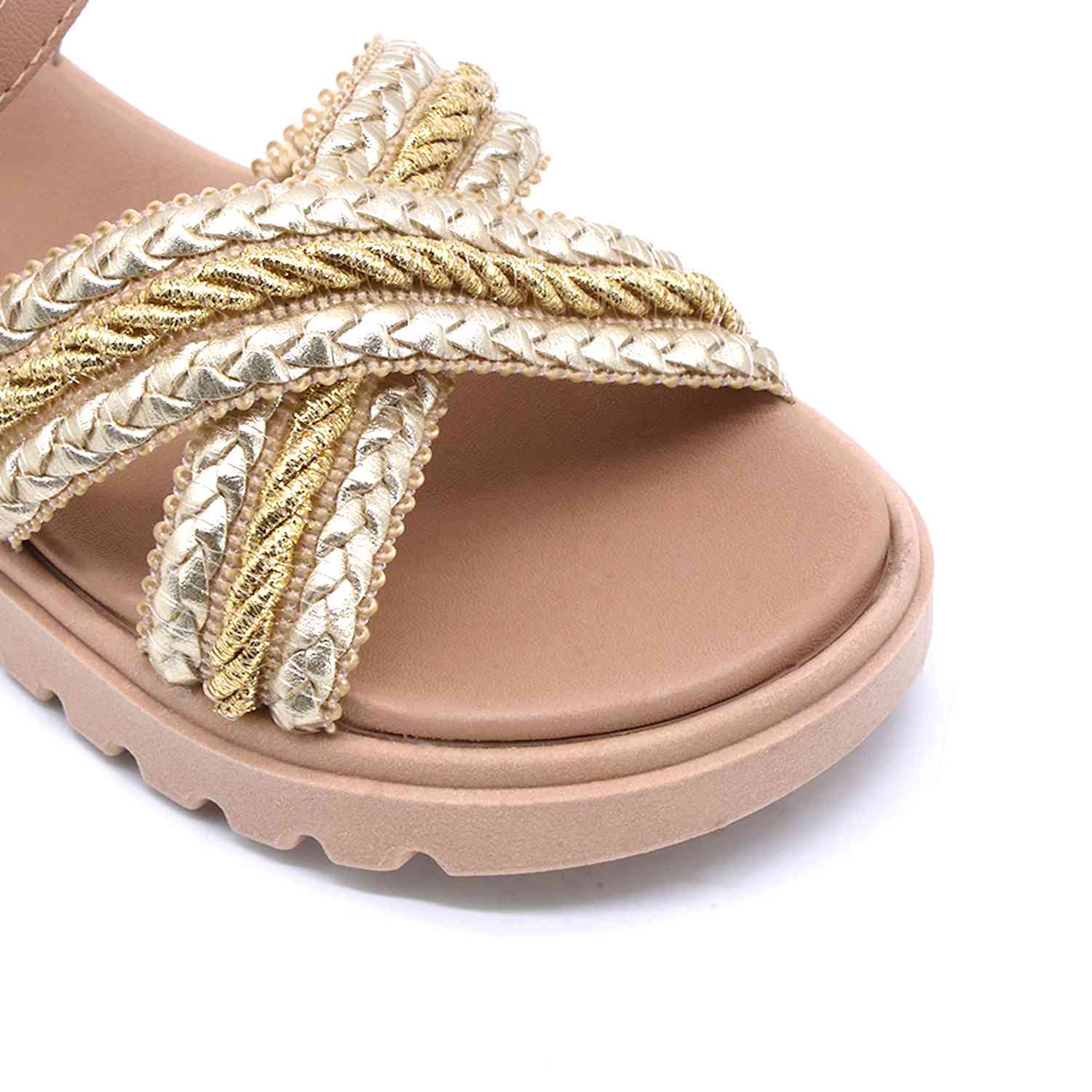 BR Gold Weave Crossover Sandals