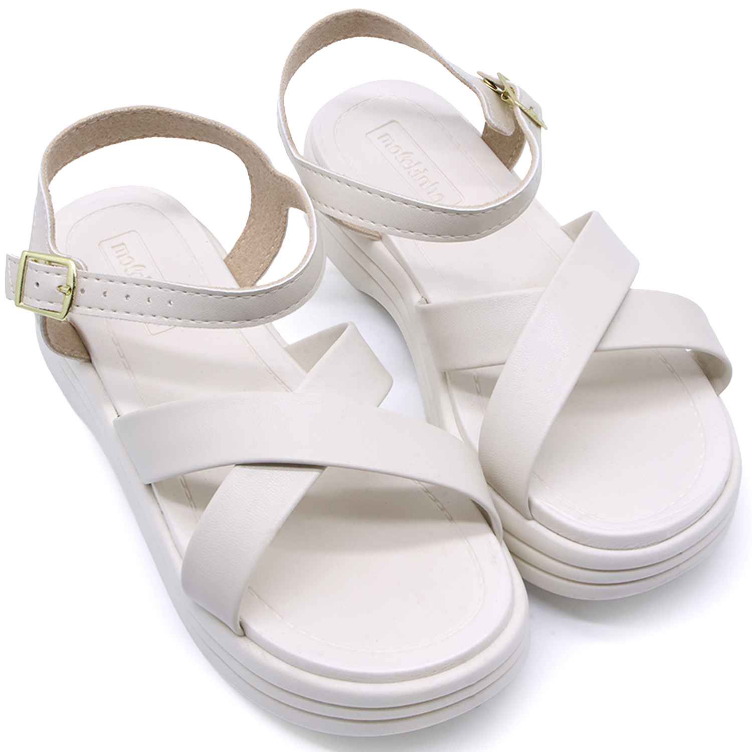 BR Chunky White Crossover Sandals