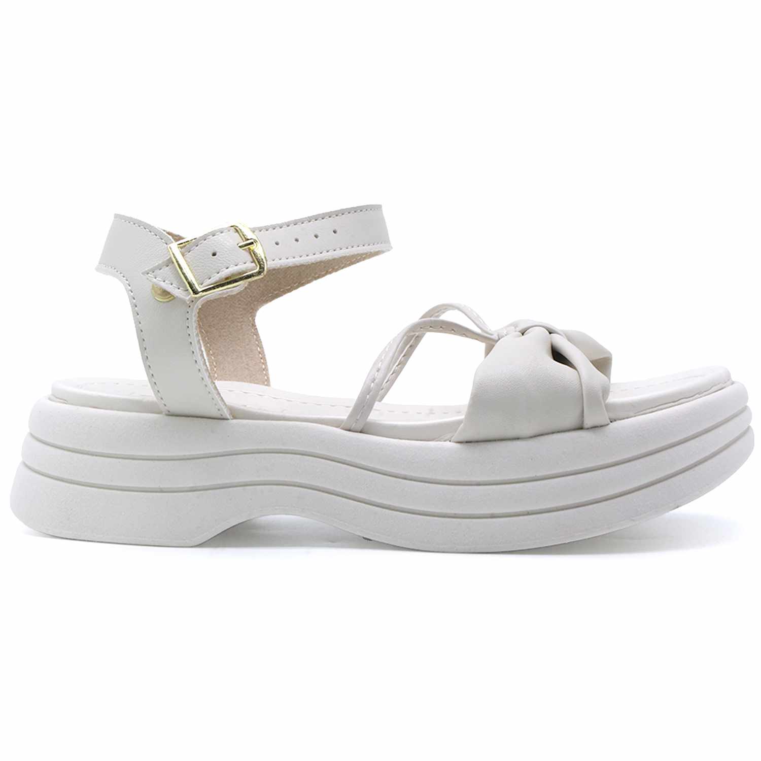 BR Chunky White Bowed Sandals