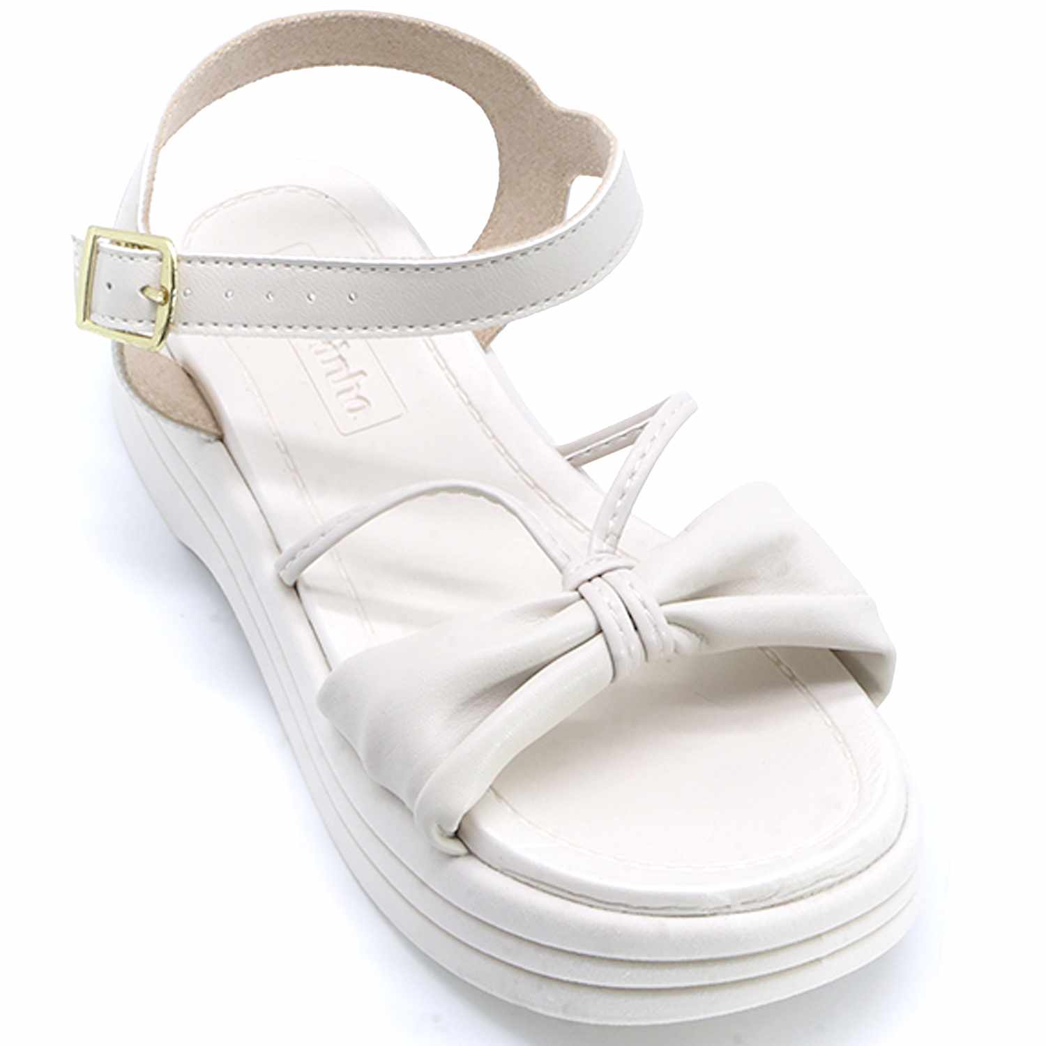BR Chunky White Bowed Sandals