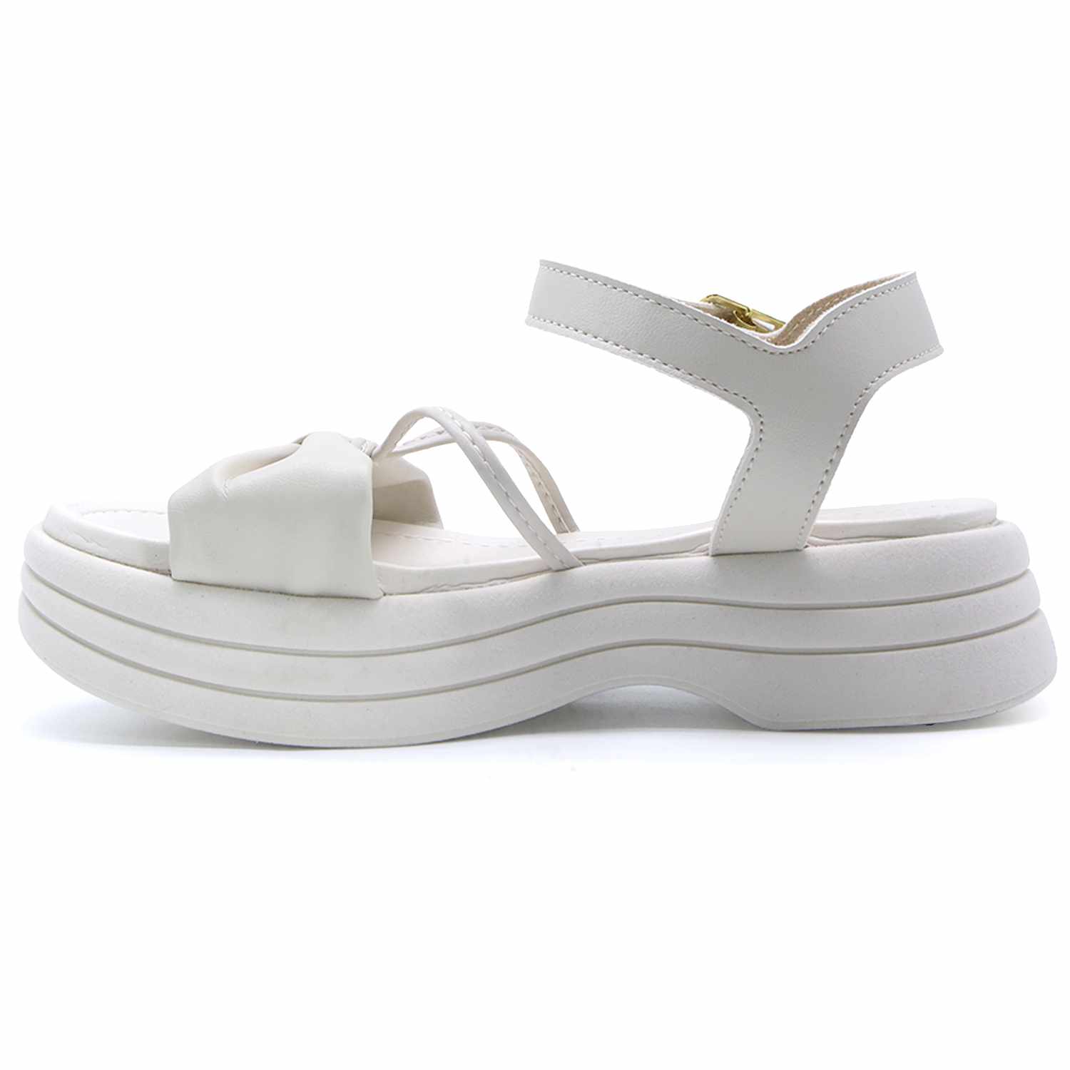 BR Chunky White Bowed Sandals