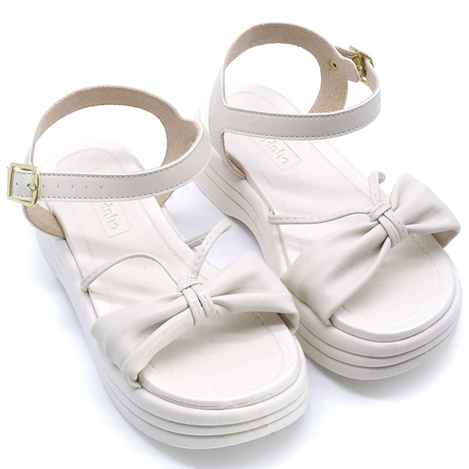 BR Chunky White Bowed Sandals